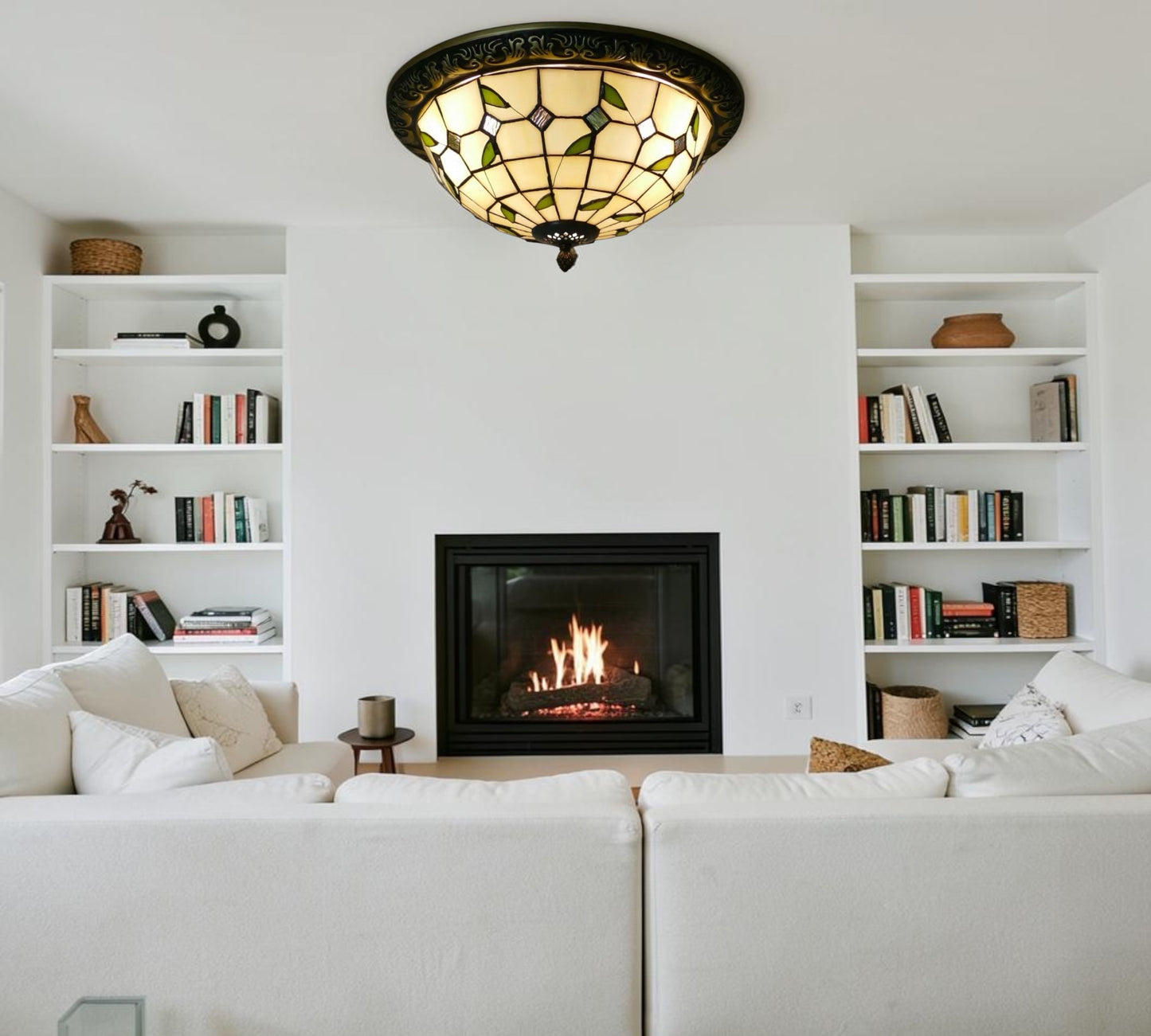 CDH 12” Tiffany Style Flush Mount Ceiling Lights with 30cm Shade (26009SM)
