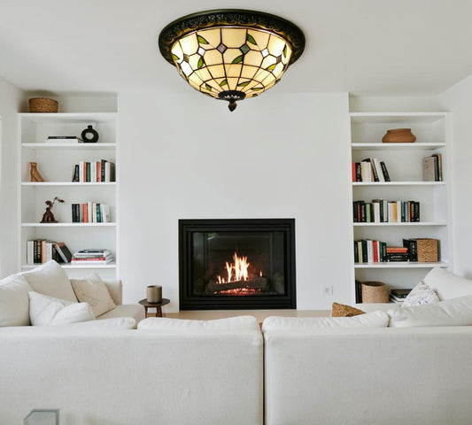 CDH 12” Tiffany Style Flush Mount Ceiling Lights with 30cm Shade (26009SM)