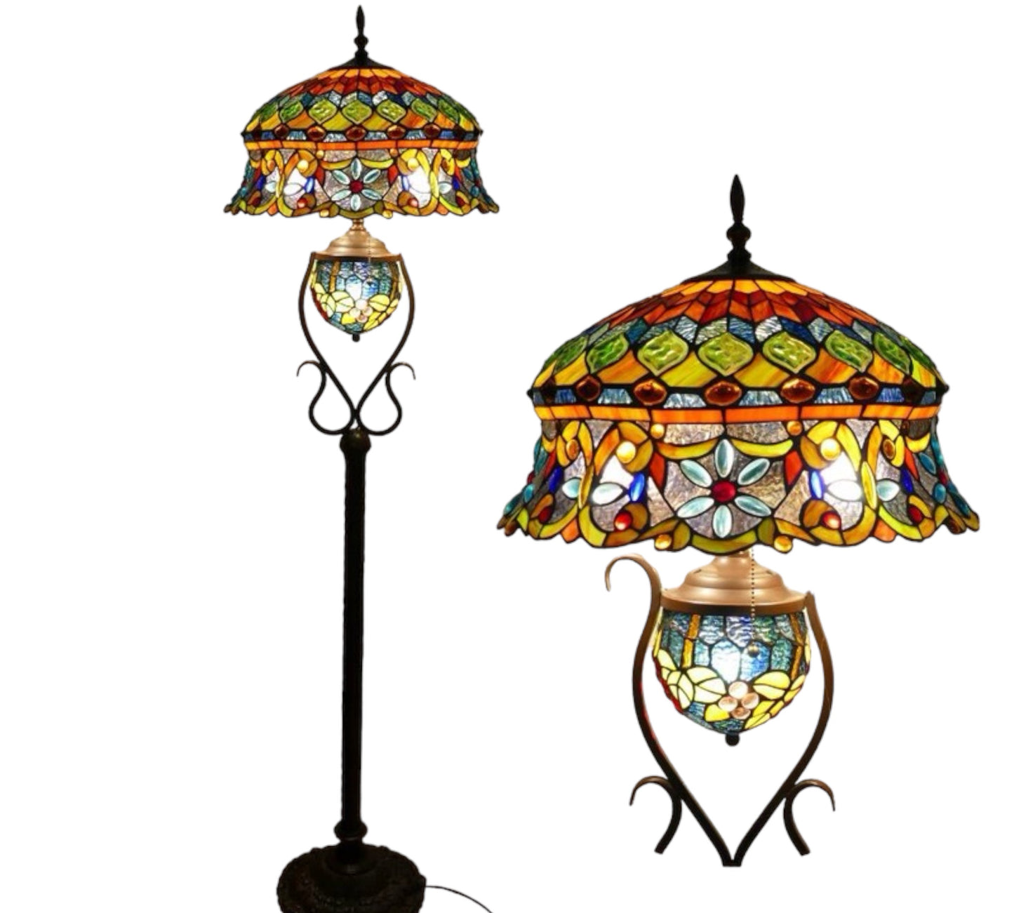 CDH Tiffany Mother-Daughter Vase Floor Lamp X-LARGE 46cm Shade (15090)