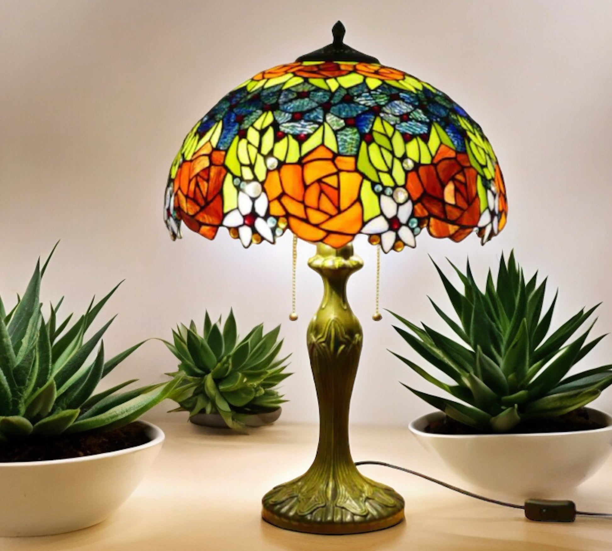 CDH 16" Tiffany Table Lamp 40cm Shade (15013)
