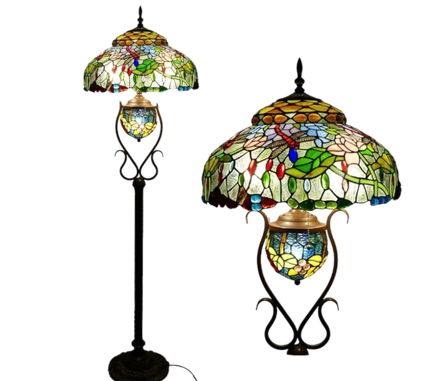 CDH Tiffany Mother-Daughter Vase Floor Lamp X-LARGE 46cm Shade (15086)