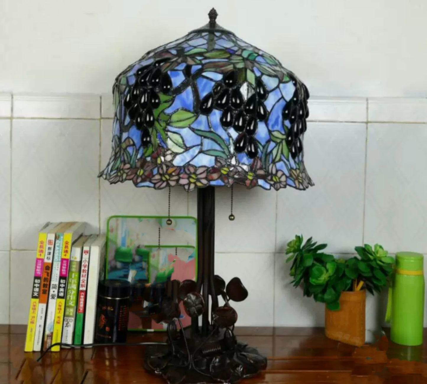 CDH 16" Tiffany Juicy Grape Table Lamp 40cm Shade (15075)