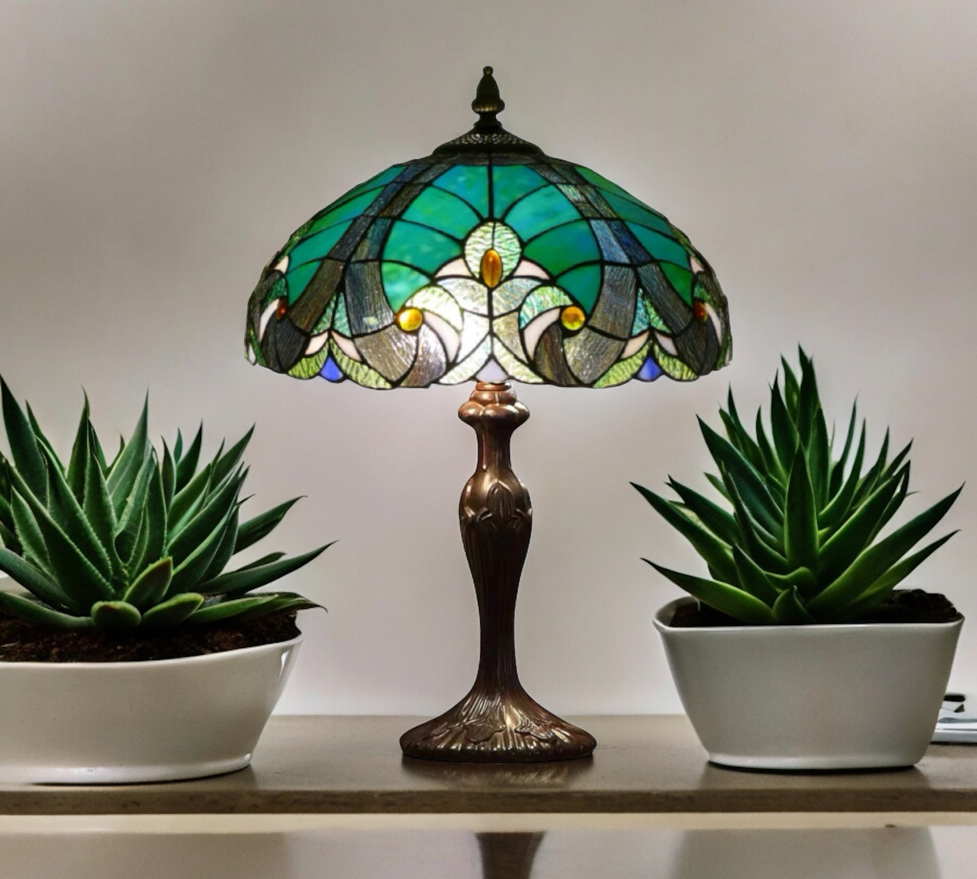CDH 16" Tiffany Table Lamp 40cm Shade (15011)