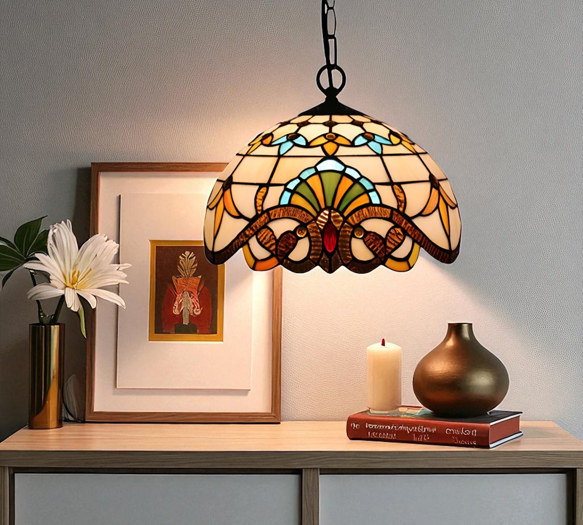 CDH 12" Tiffany Pendant Lamp 30cm shade (12025C)