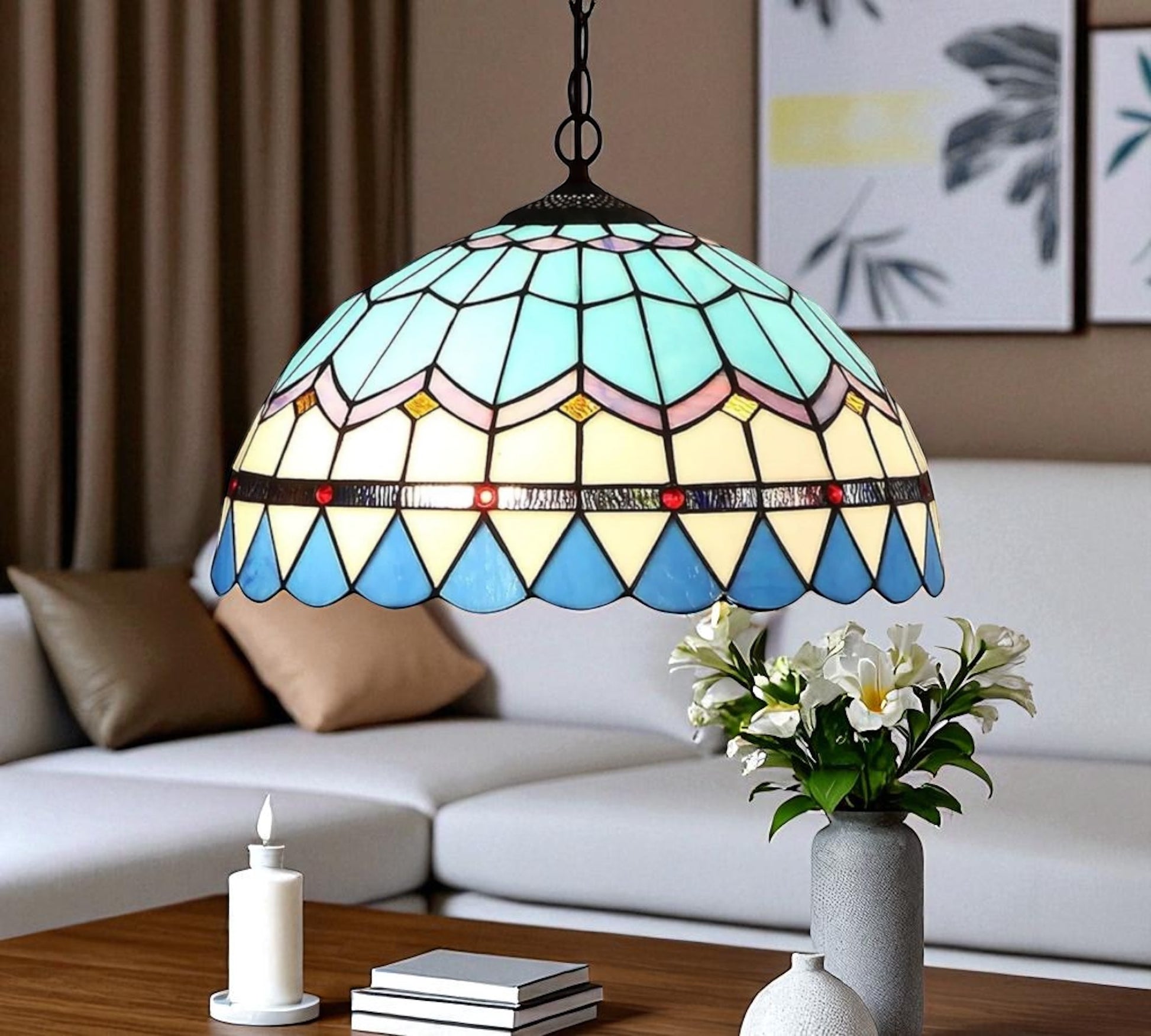 CDH 12" Tiffany Pendant Lamp 30cm shade (12101C)