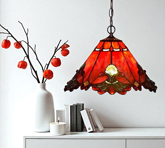 CDH 16" Tiffany Pendant Lamp 40cm shade (16001C Red)