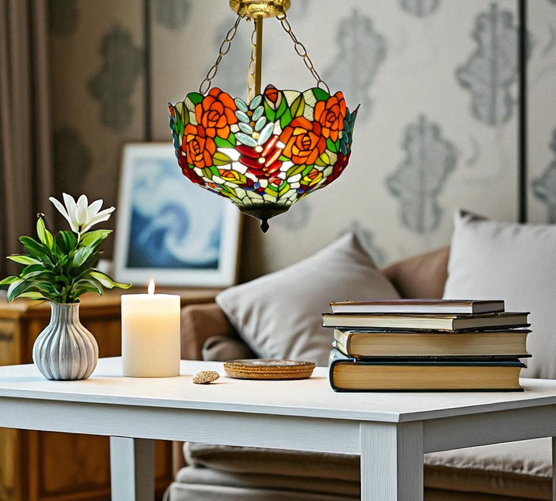 CDH 16" Tiffany Pendant Lamp 40cm shade (16112CR)