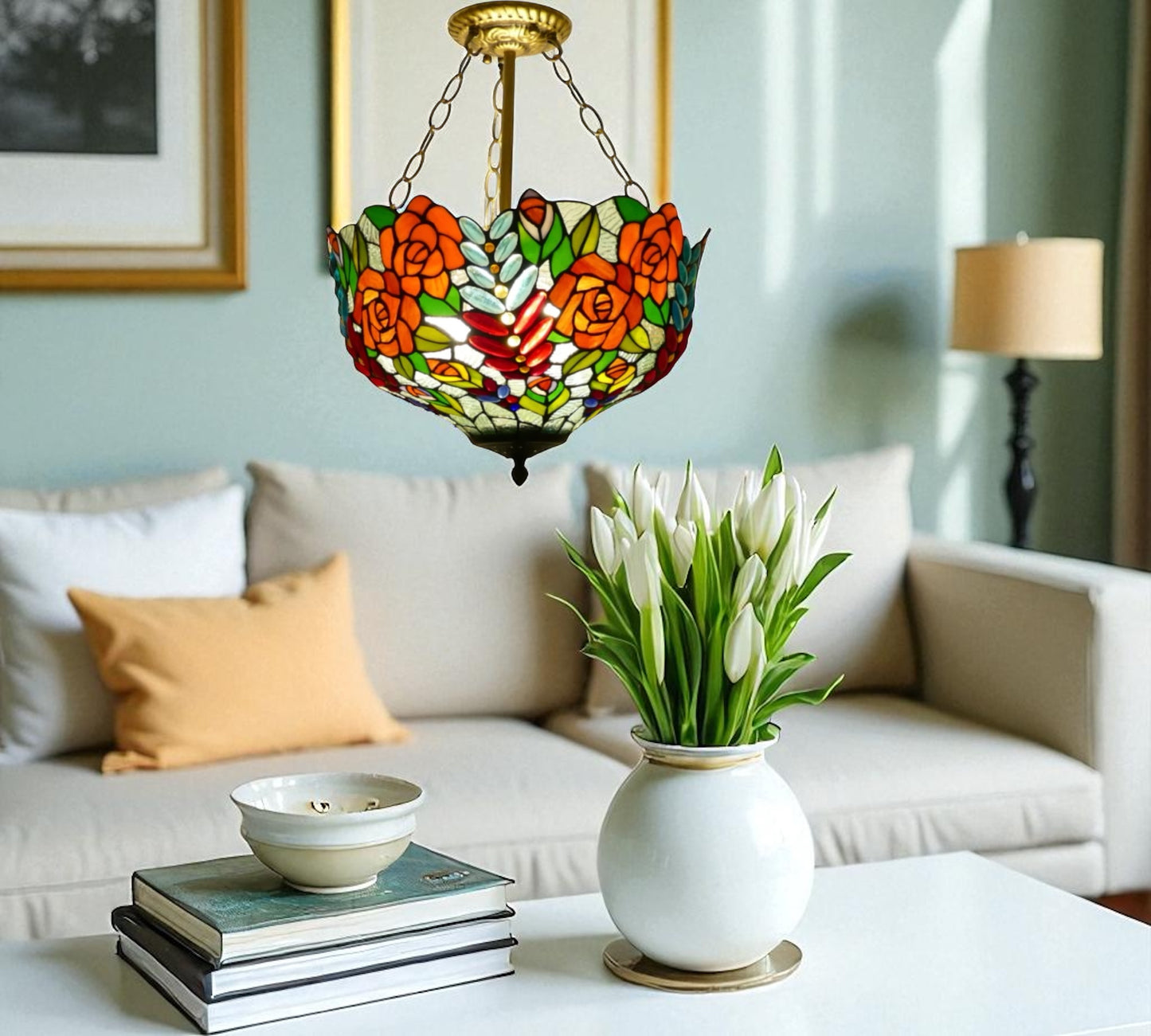 CDH 16" Tiffany Pendant Lamp 40cm shade (16112CR)