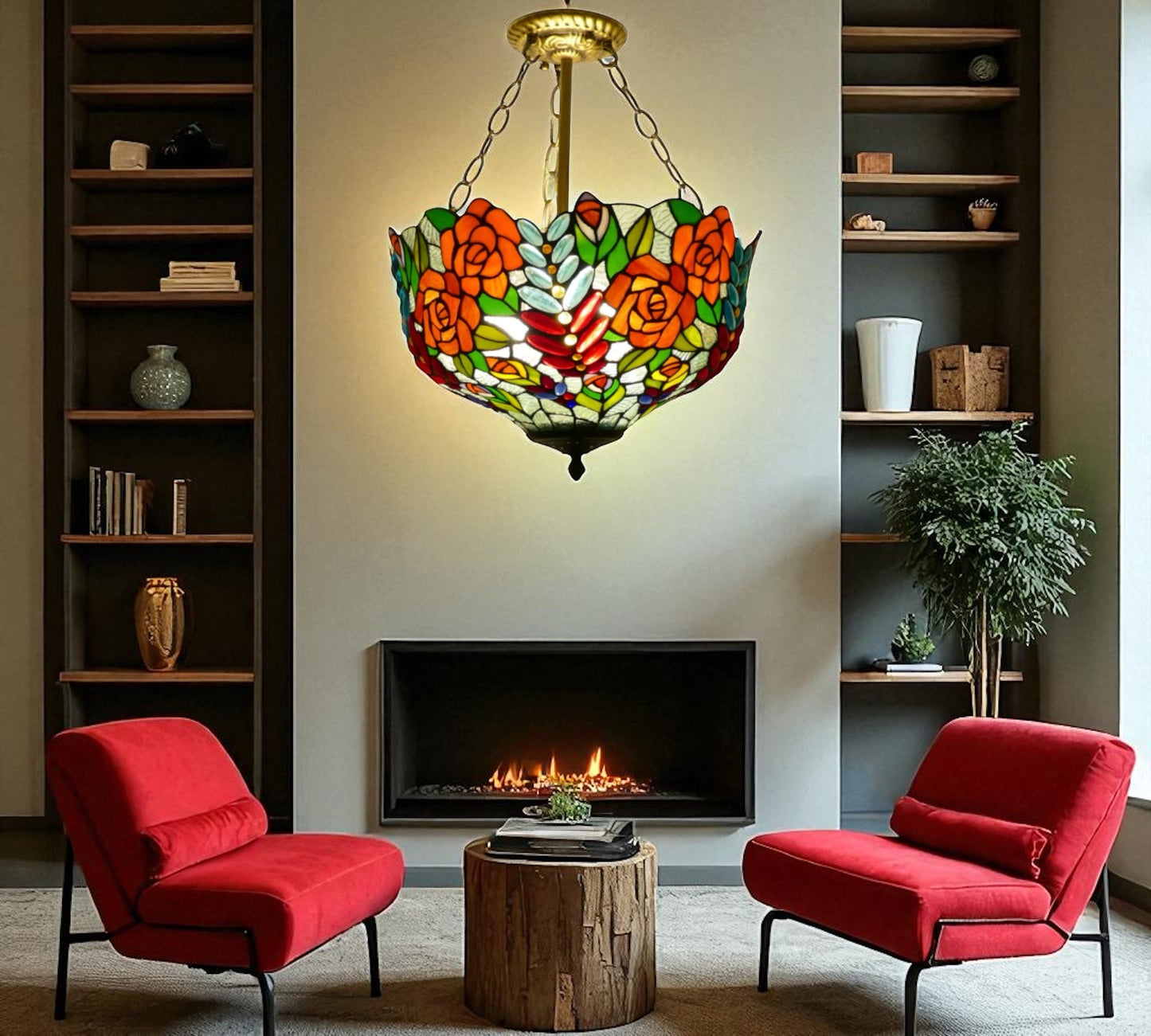 CDH 16" Tiffany Pendant Lamp 40cm shade (16112CR)