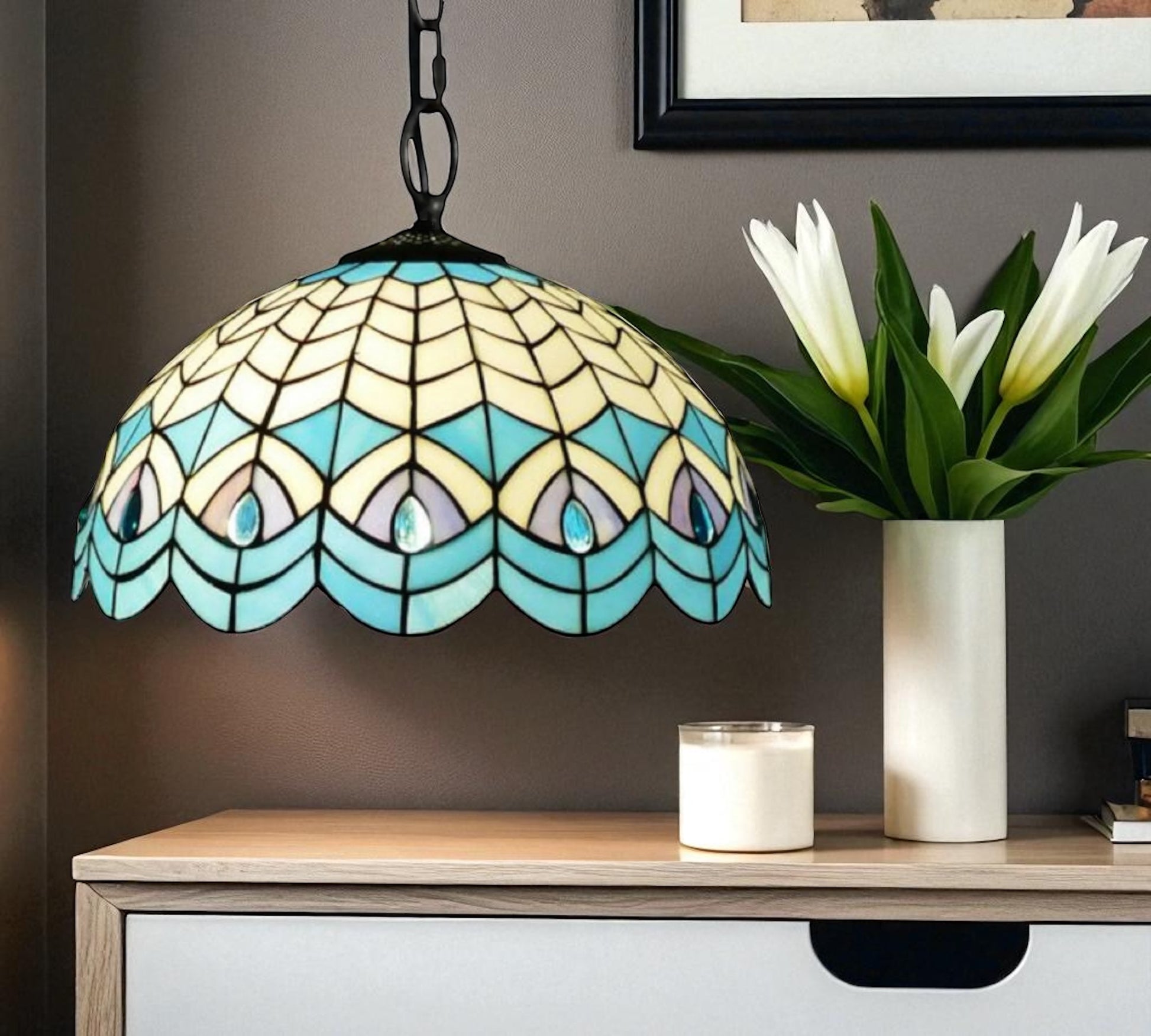 CDH 16" Tiffany Pendant Lamp 40cm shade (16119C)