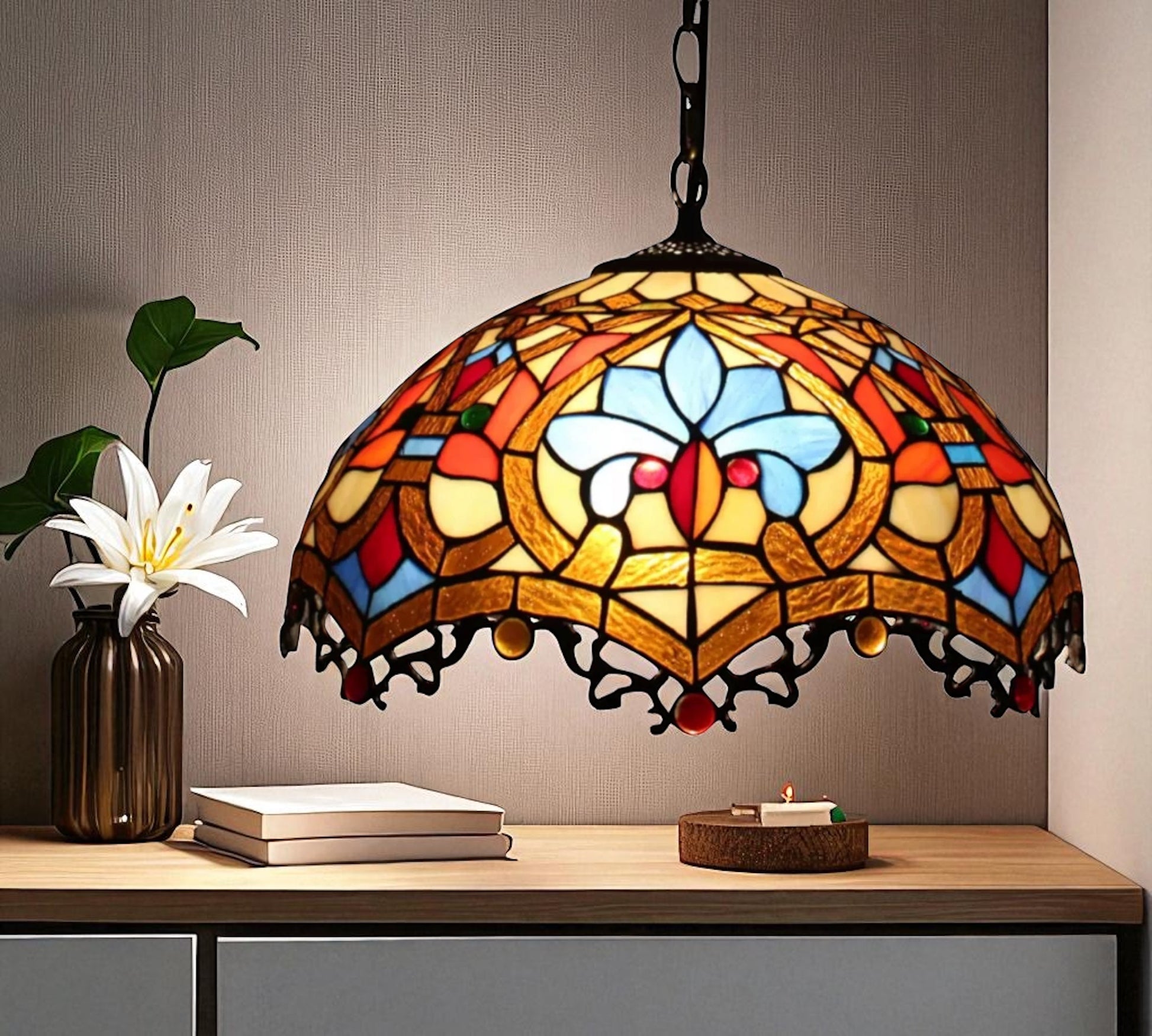 CDH 16" Tiffany Pendant Lamp 40cm shade (18006C)
