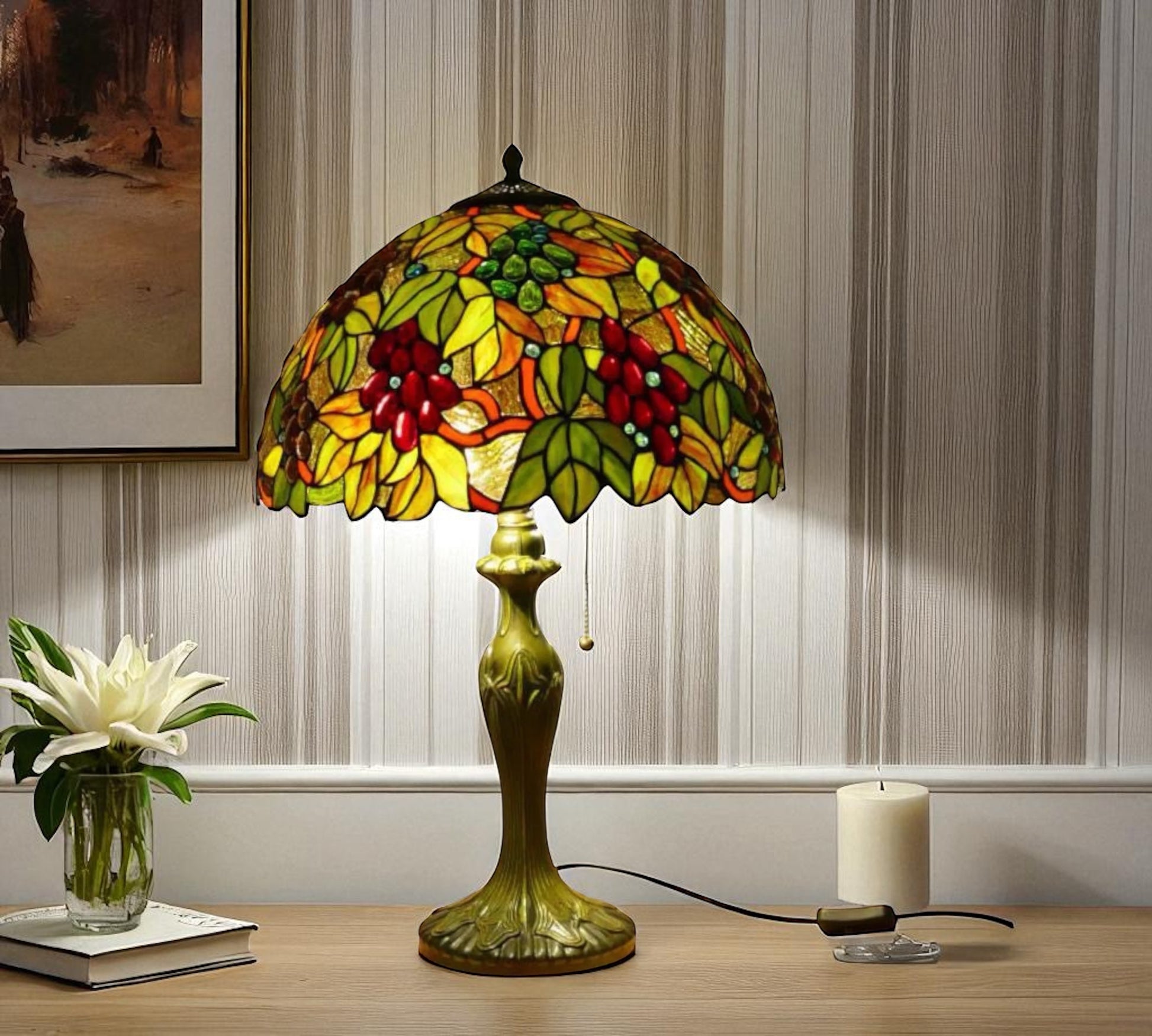 CDH 16" Tiffany Table Lamp 40cm Shade (15001)