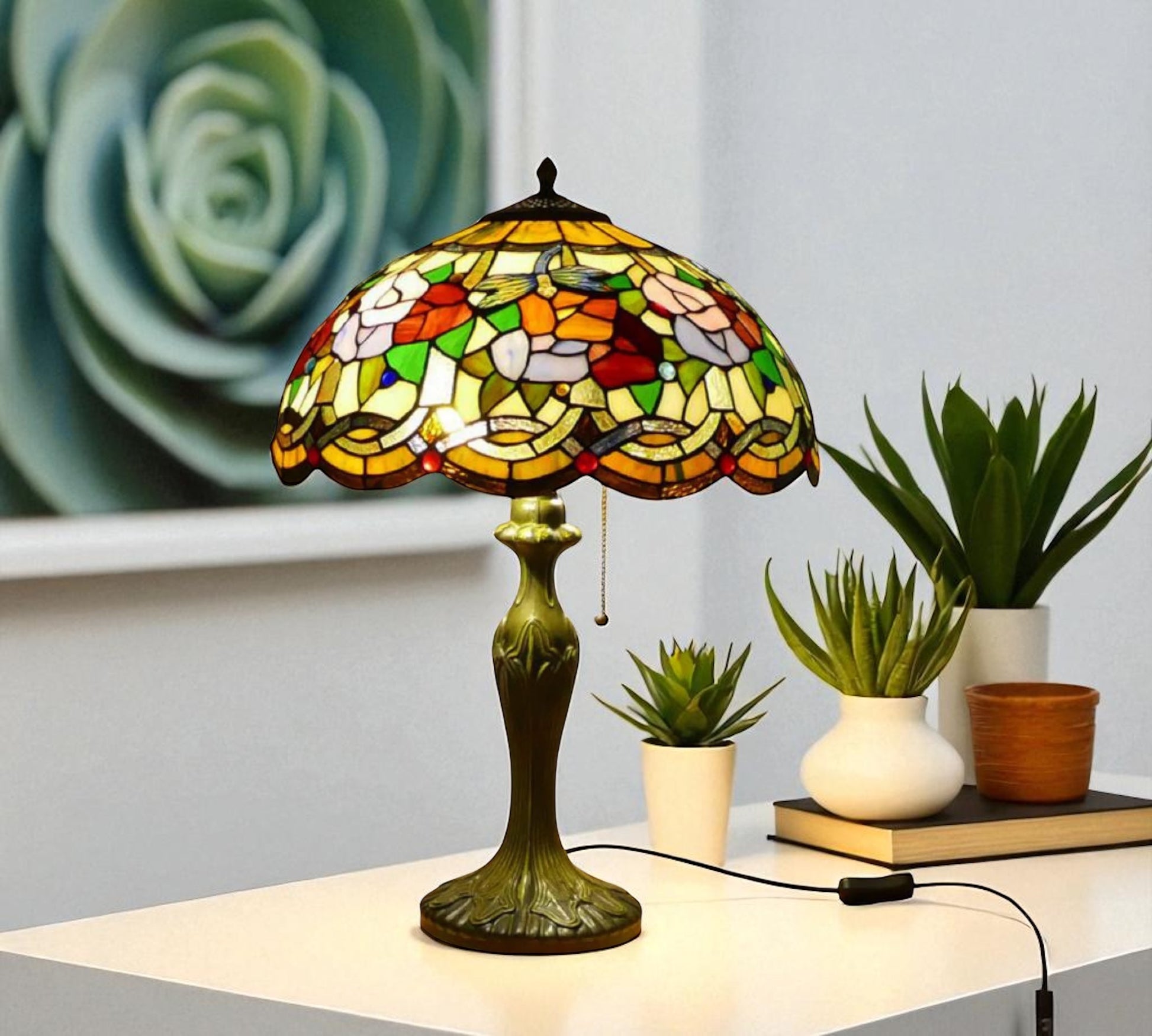 CDH 16" Tiffany Table Lamp 40cm Shade (15002)
