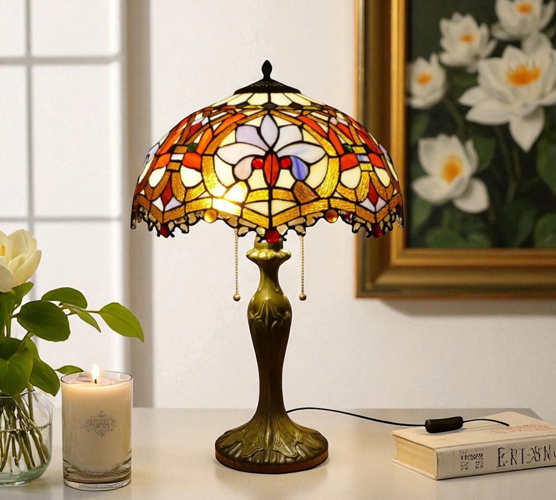 CDH 16" Tiffany Table Lamp 40cm Shade (15003)