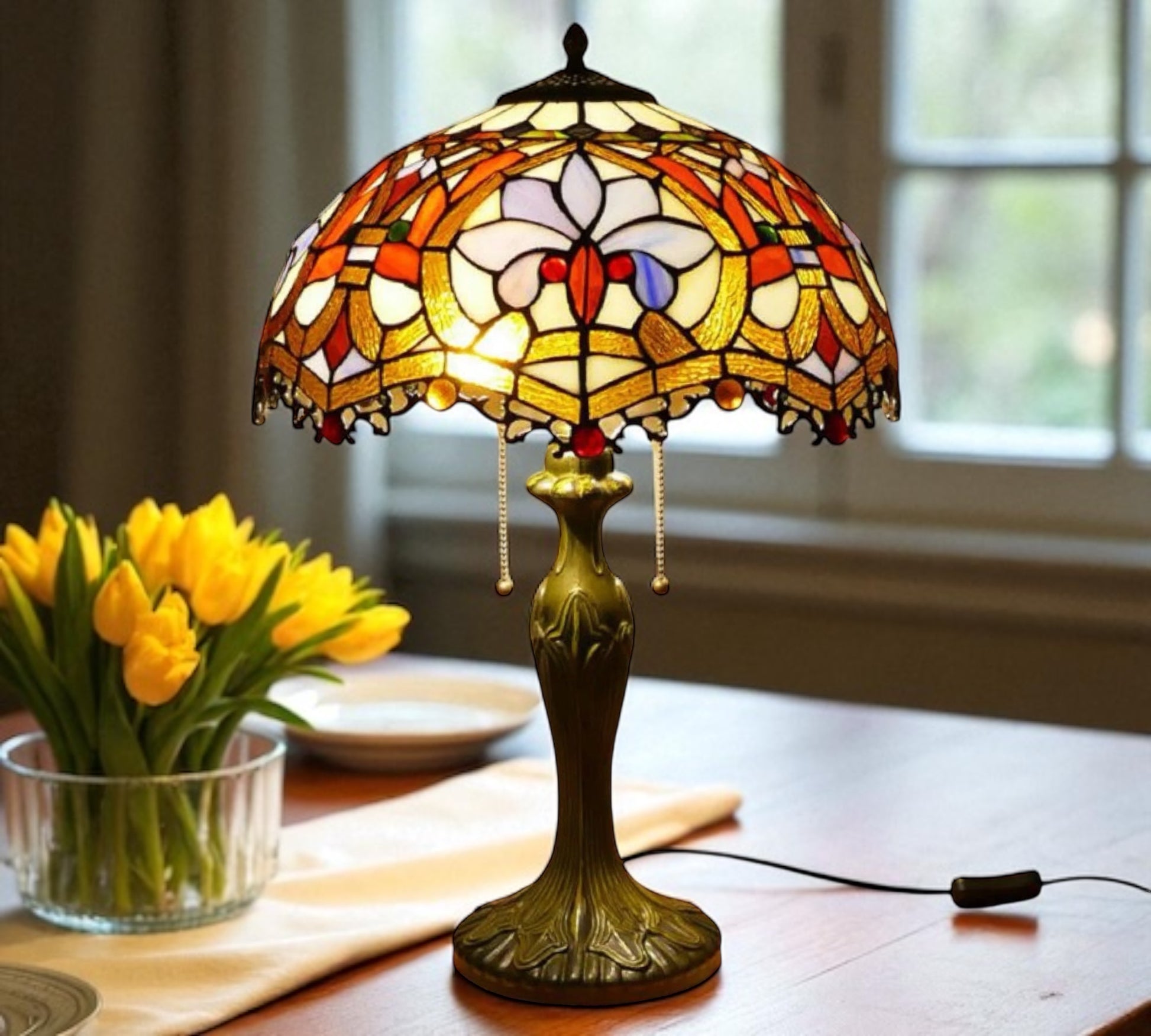 CDH 16" Tiffany Table Lamp 40cm Shade (15003)
