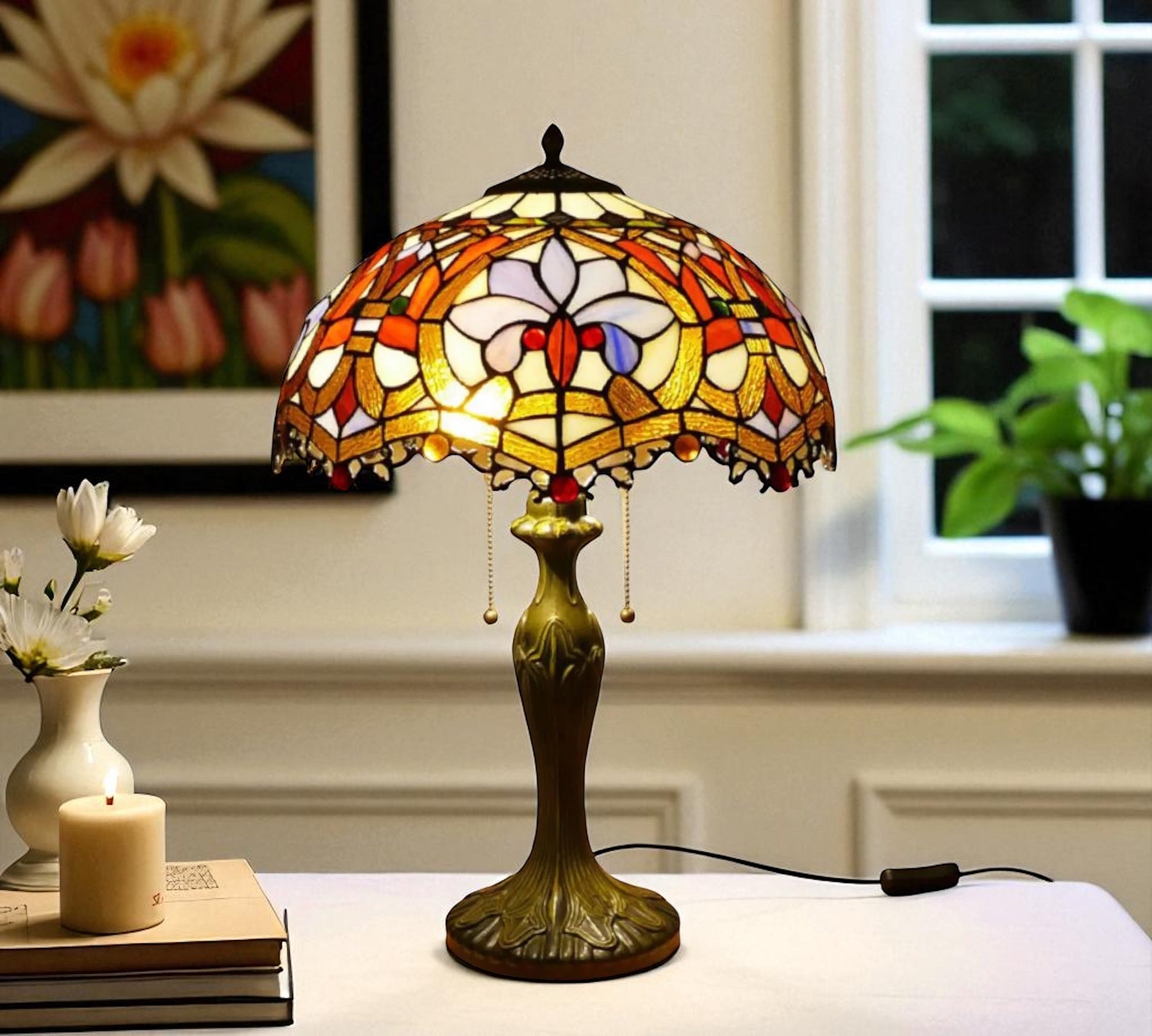 CDH 16" Tiffany Table Lamp 40cm Shade (15003)
