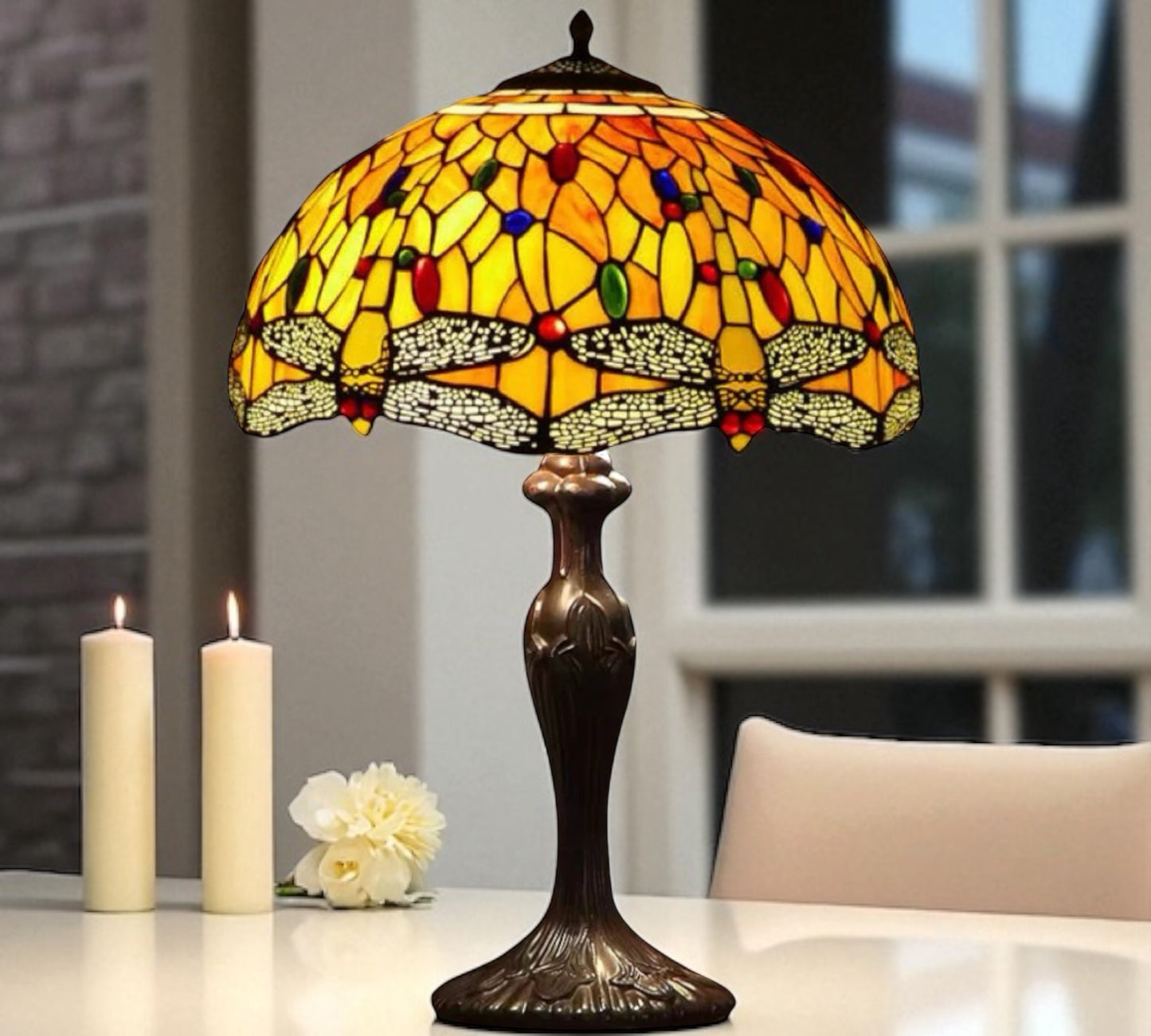 CDH 16" Tiffany Table Lamp 40cm Shade (15005)