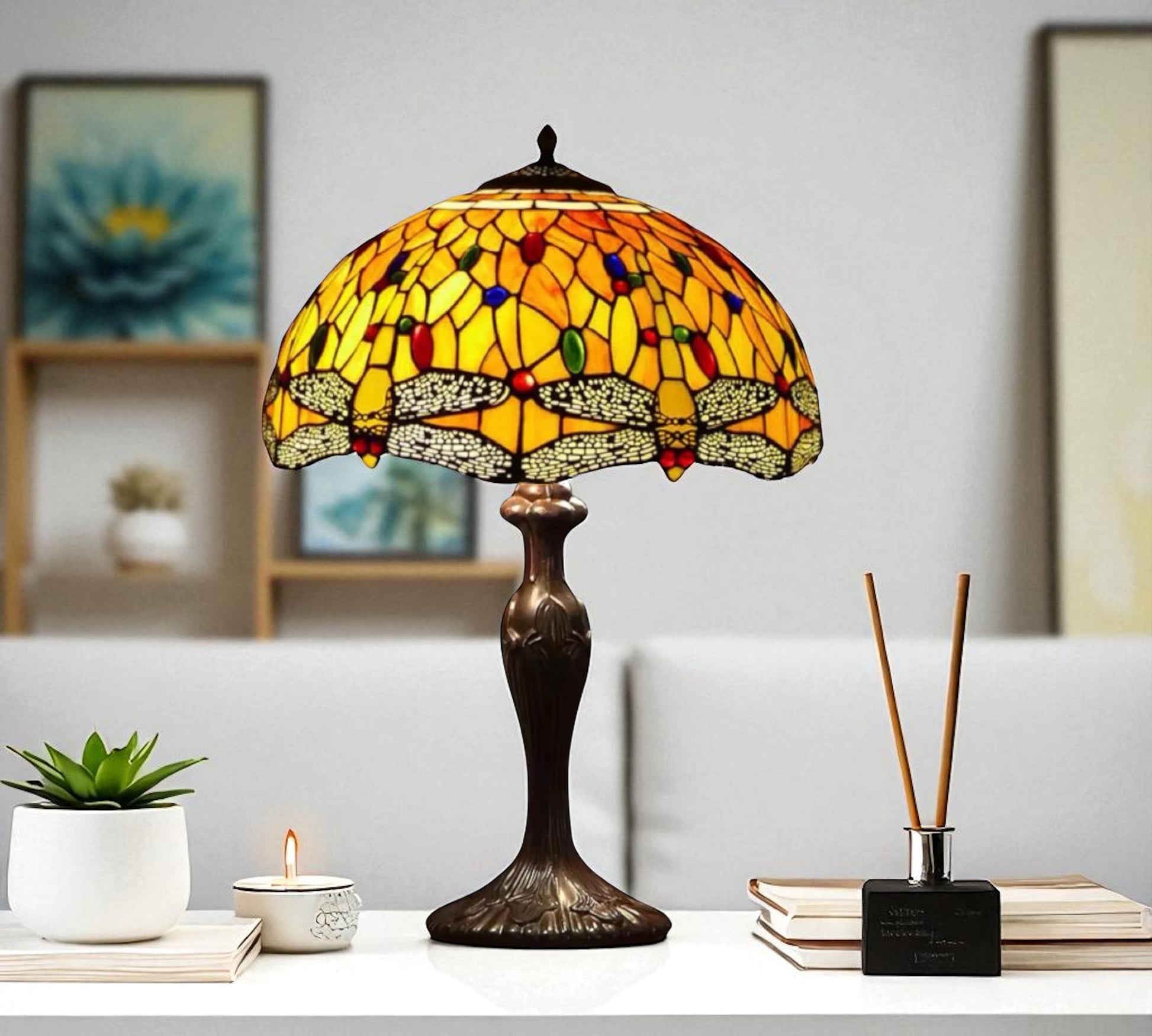 CDH 16" Tiffany Table Lamp 40cm Shade (15005)