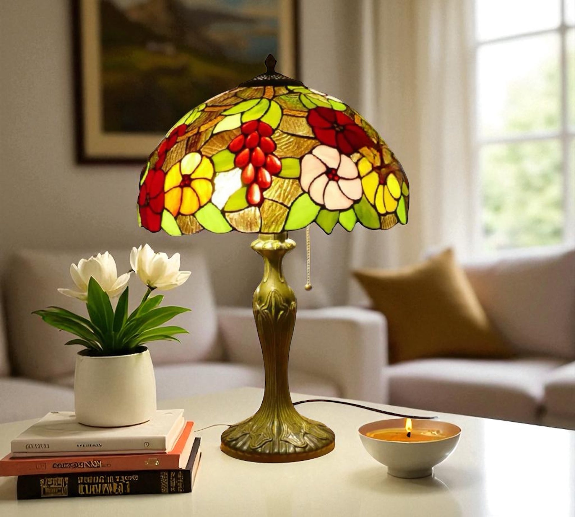 CDH 16" Tiffany Table Lamp 40cm Shade (15006)