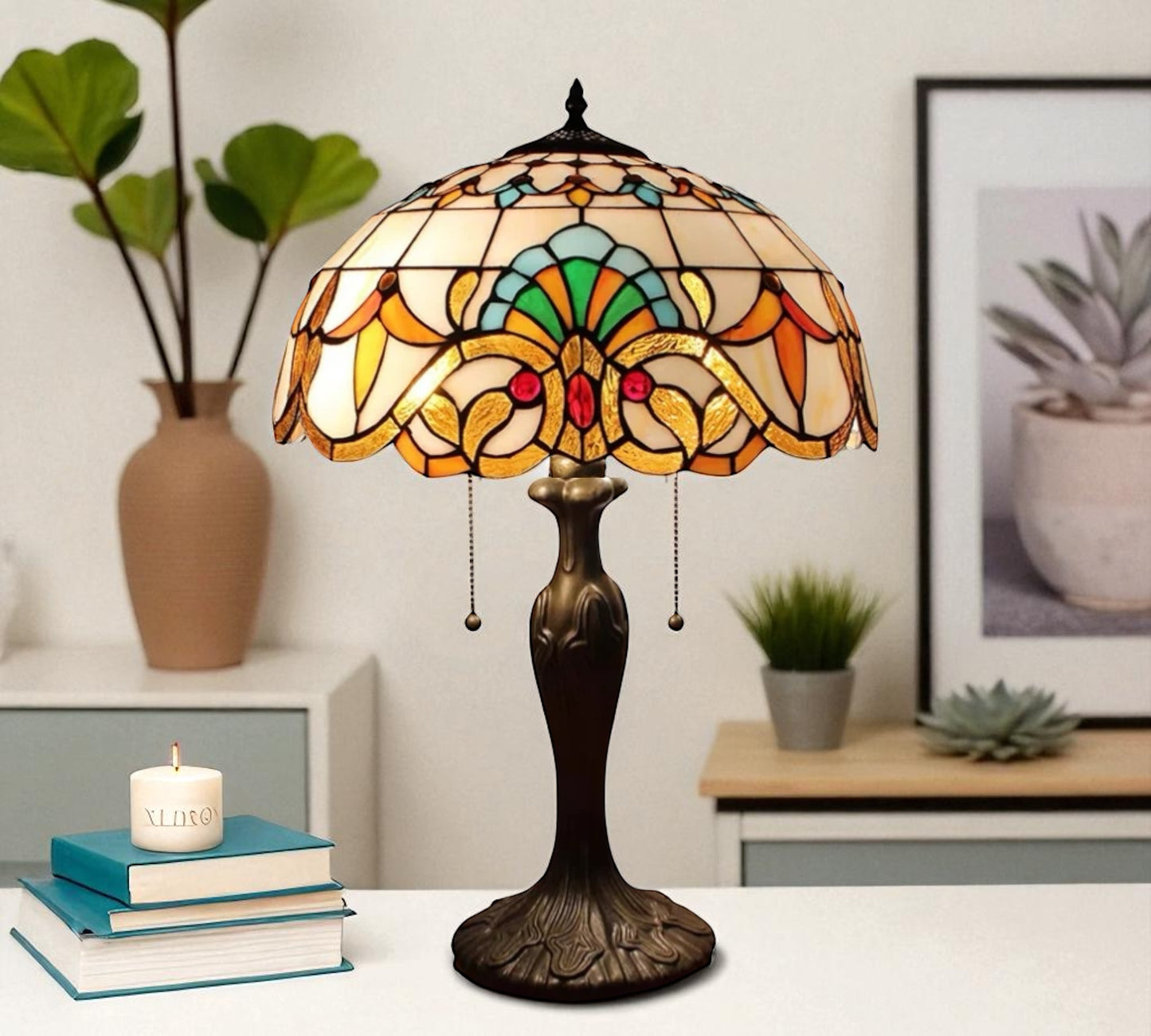 CDH 16" Tiffany Table Lamp 40cm Shade (15007)