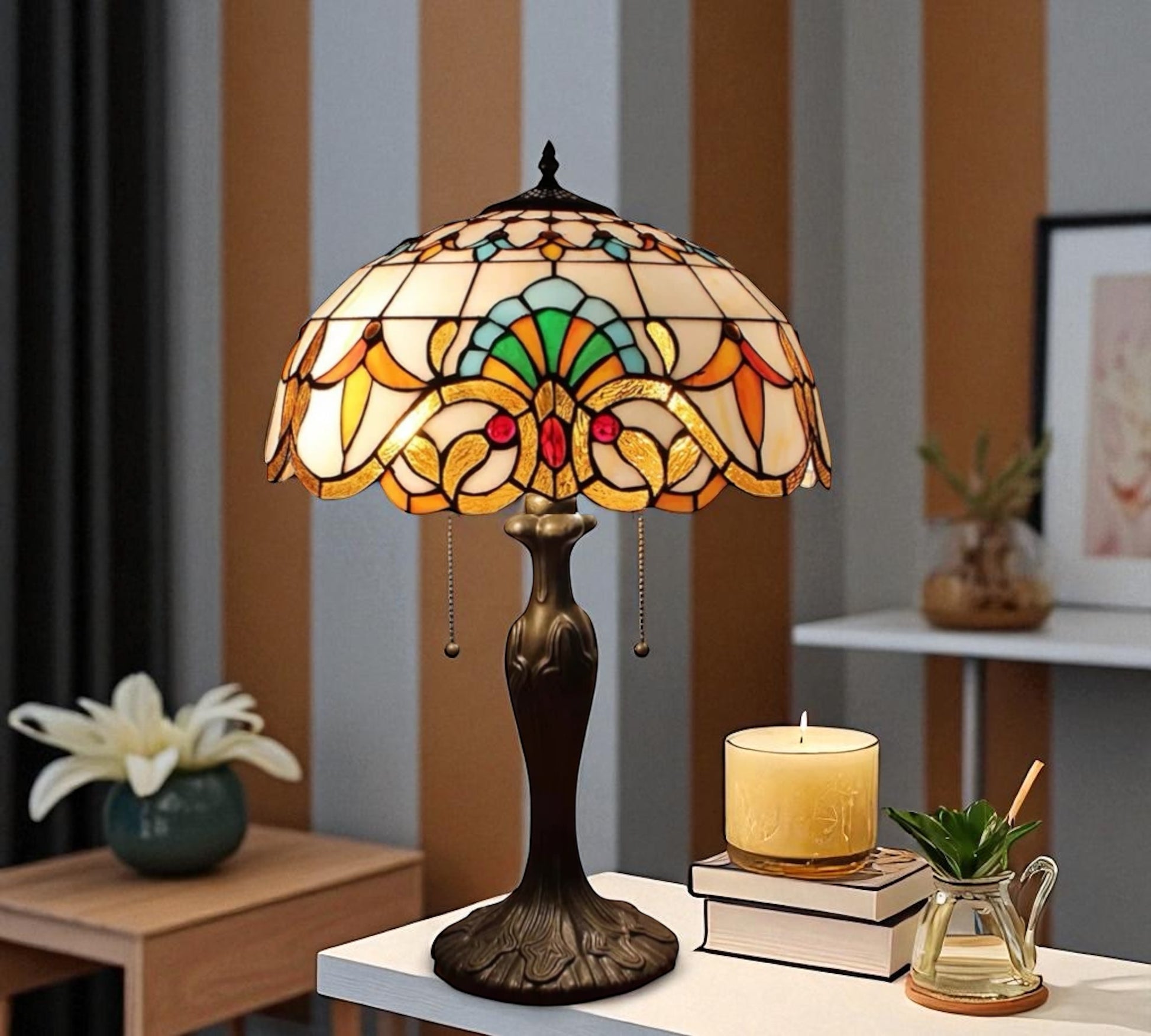 CDH 16" Tiffany Table Lamp 40cm Shade (15007)