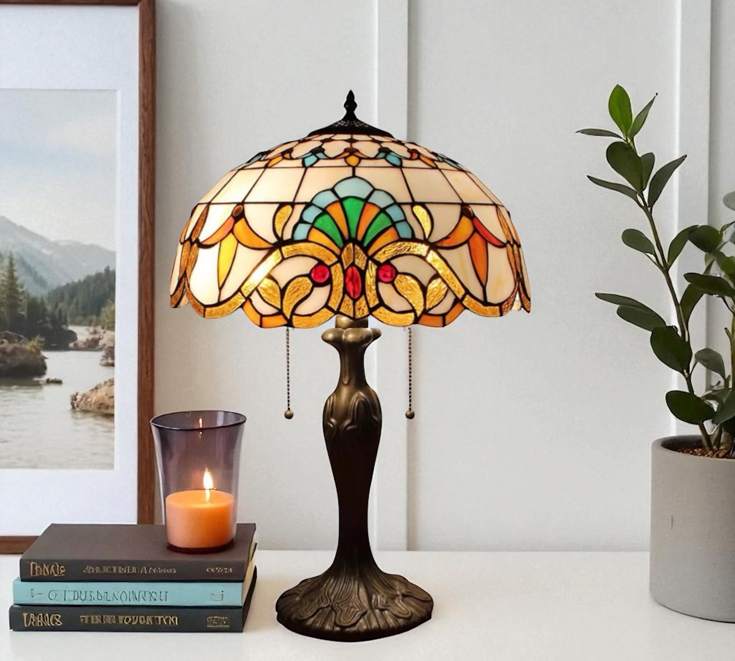 CDH 16" Tiffany Table Lamp 40cm Shade (15007)