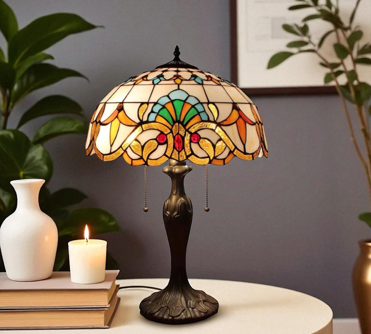 CDH 16" Tiffany Table Lamp 40cm Shade (15007)