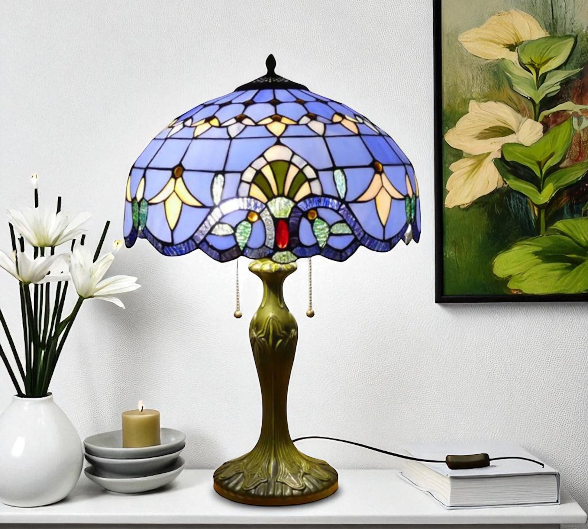CDH 16" Tiffany Table Lamp 40cm Shade (15008)