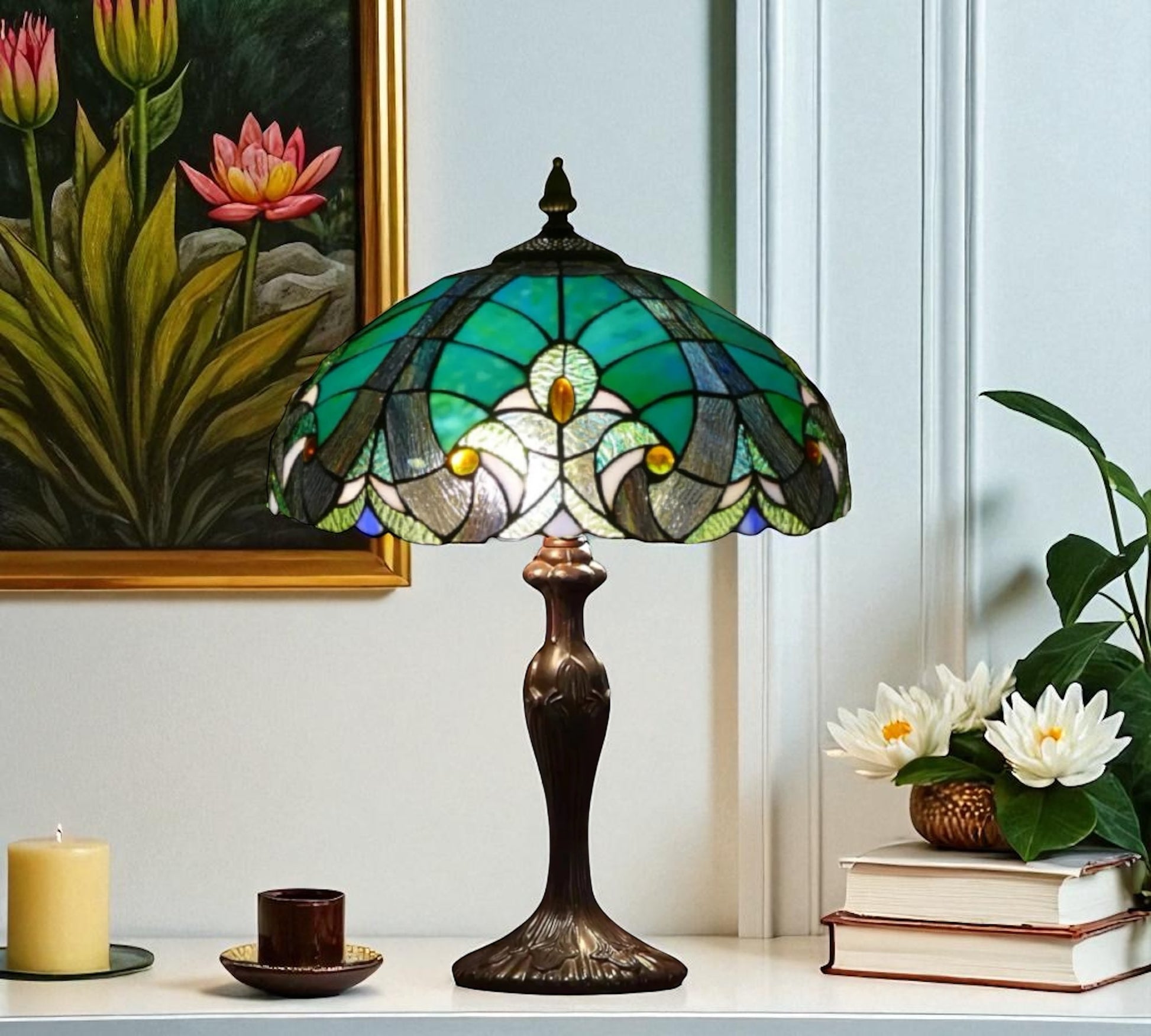 CDH 16" Tiffany Table Lamp 40cm Shade (15011)
