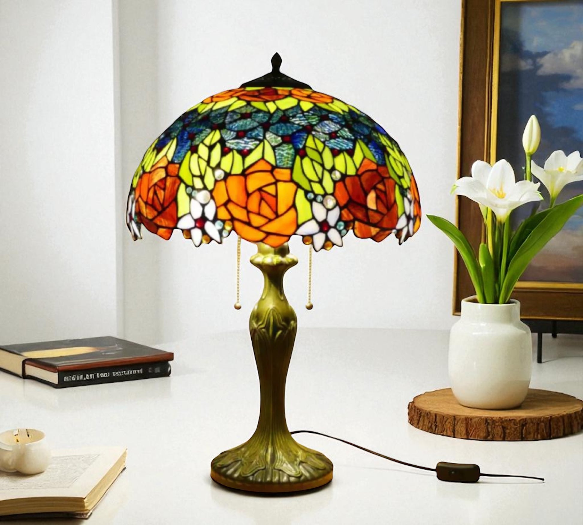 CDH 16" Tiffany Table Lamp 40cm Shade (15013)