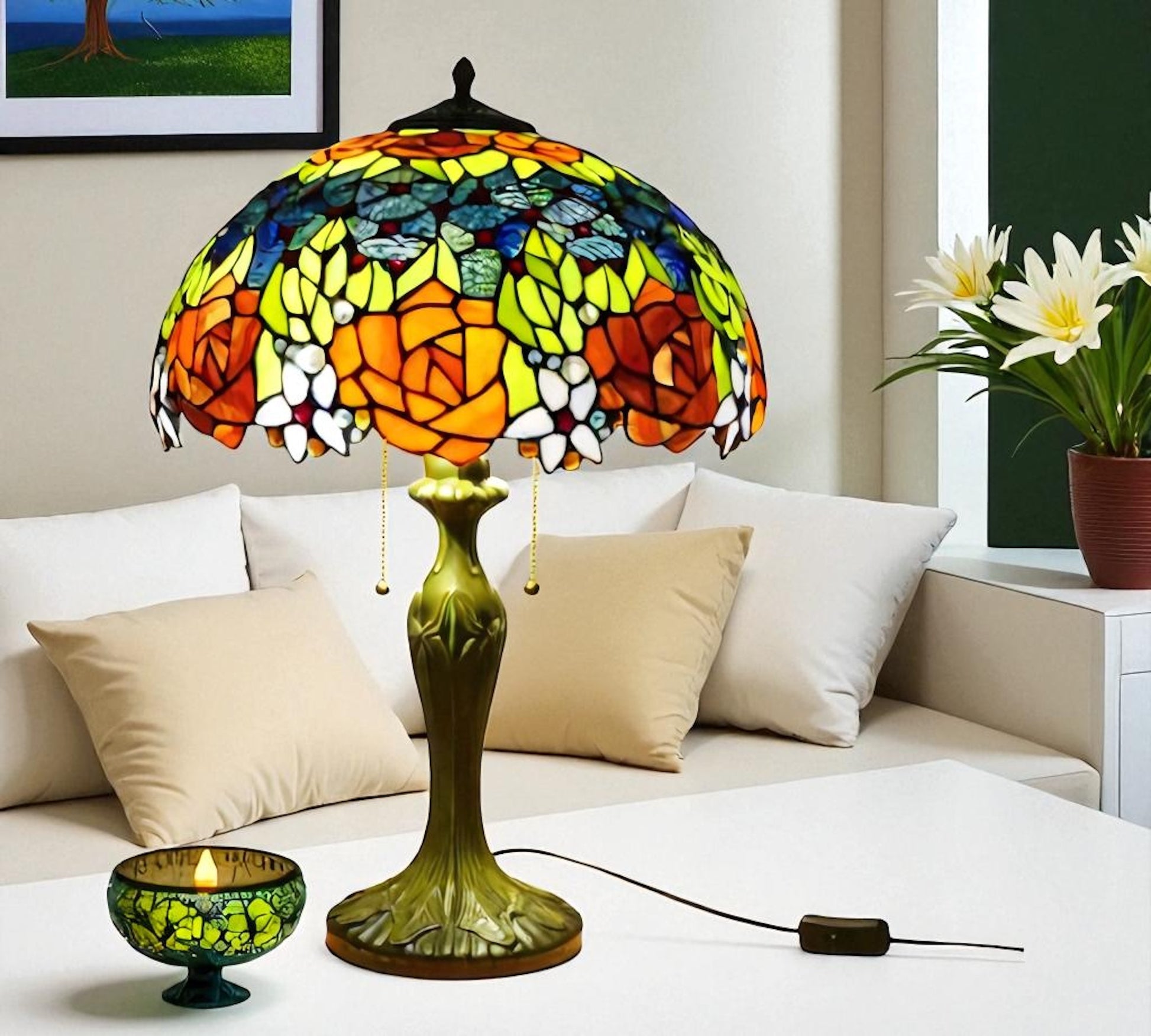 CDH 16" Tiffany Table Lamp 40cm Shade (15013)