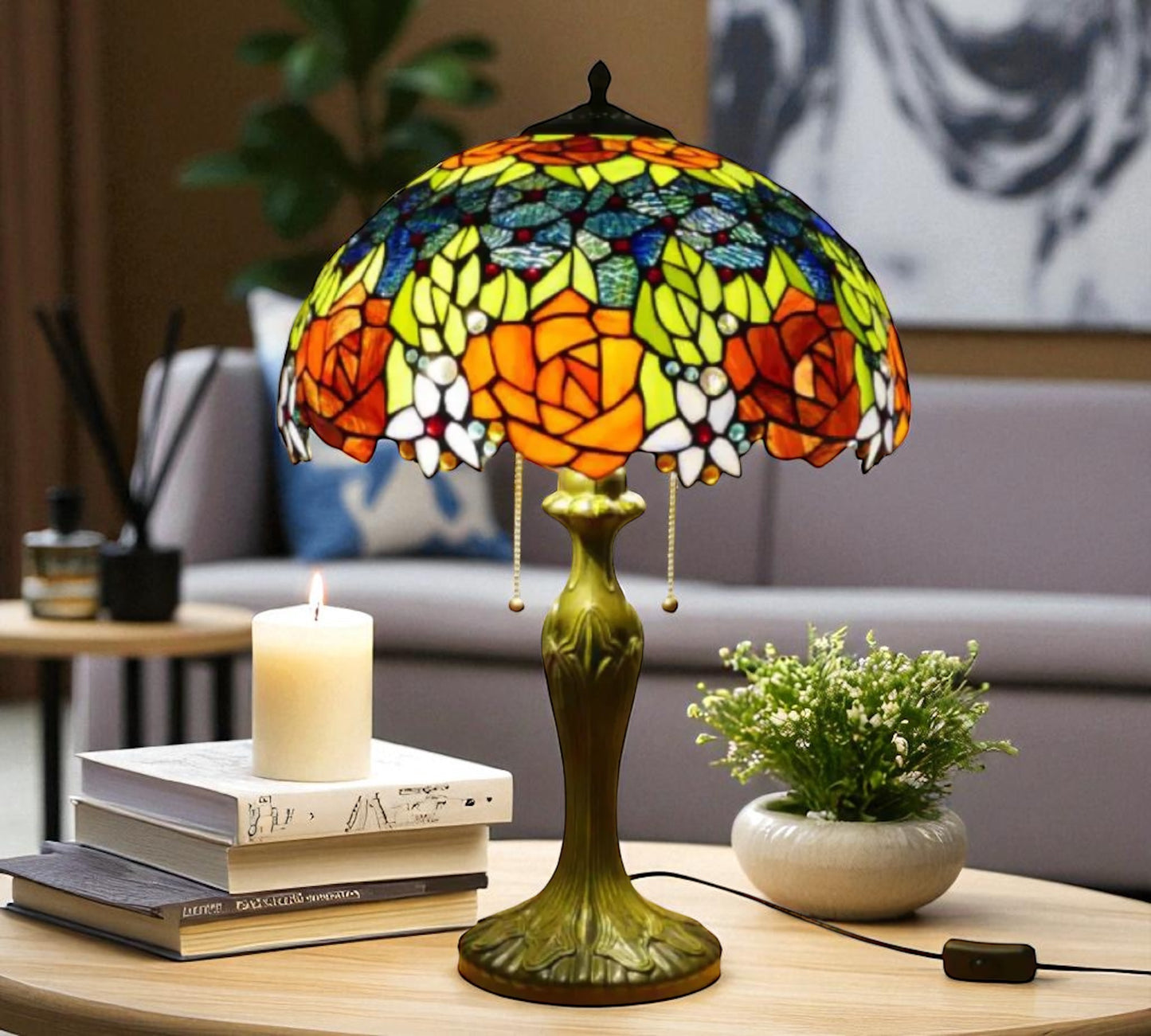 CDH 16" Tiffany Table Lamp 40cm Shade (15013)
