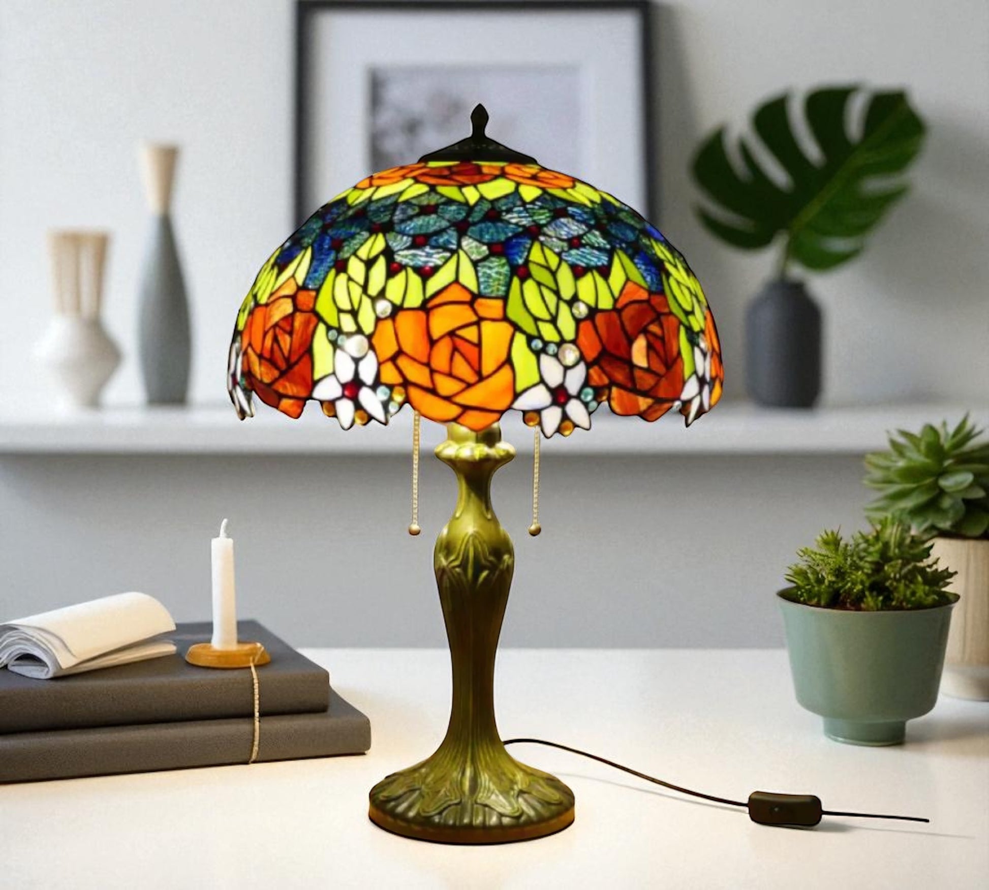 CDH 16" Tiffany Table Lamp 40cm Shade (15013)