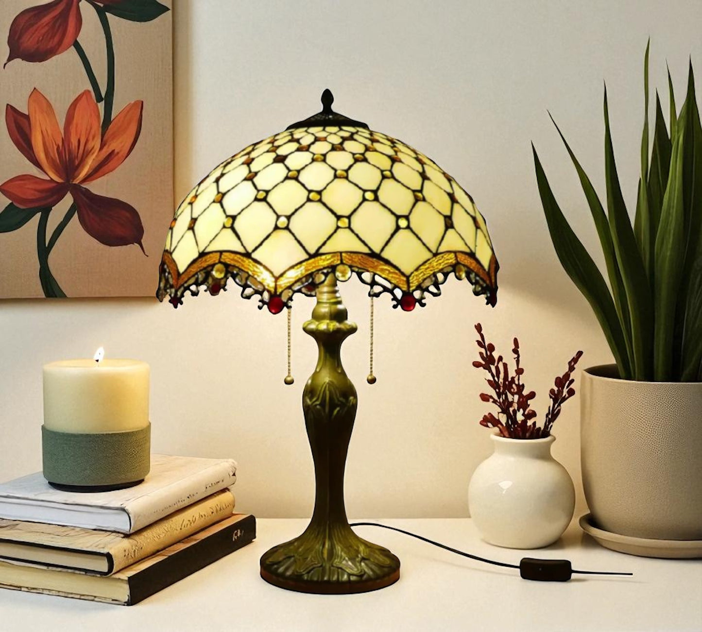 CDH 16" Tiffany Table Lamp 40cm Shade (15015)