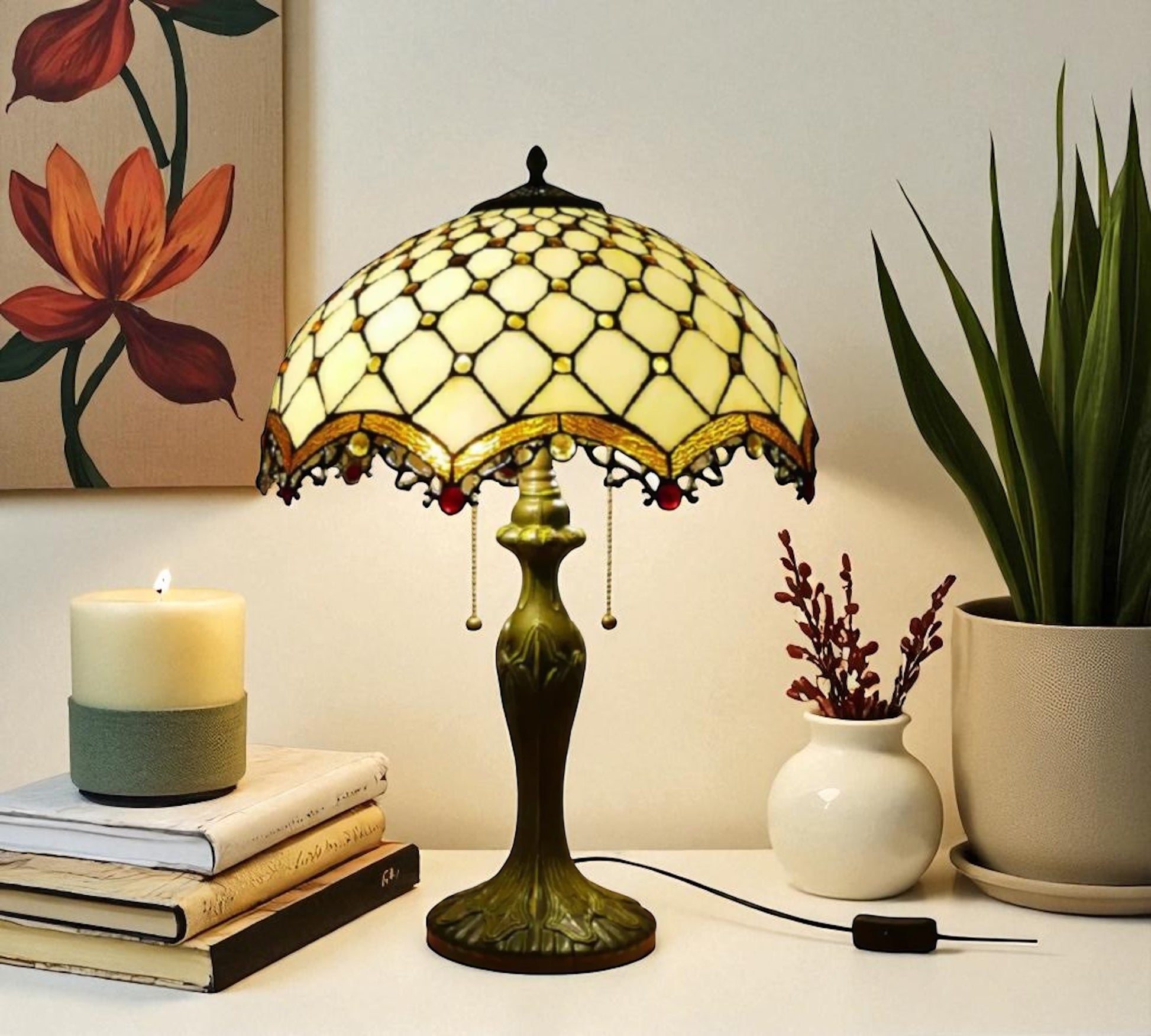 CDH 16" Tiffany Table Lamp 40cm Shade (15015)