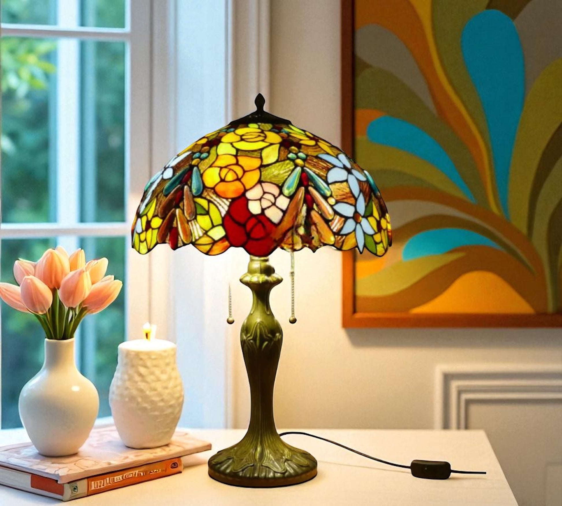 CDH 16" Tiffany Table Lamp 40cm Shade (15016)