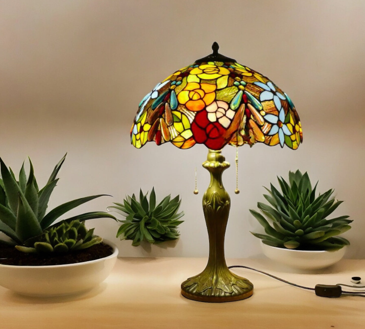 CDH 16" Tiffany Table Lamp 40cm Shade (15016)