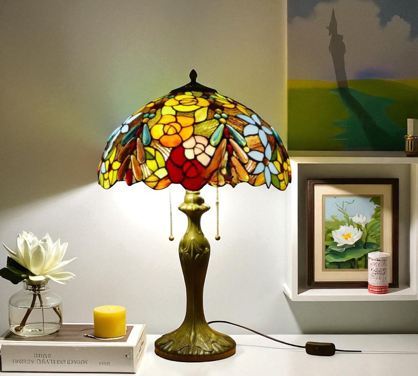 CDH 16" Tiffany Table Lamp 40cm Shade (15016)