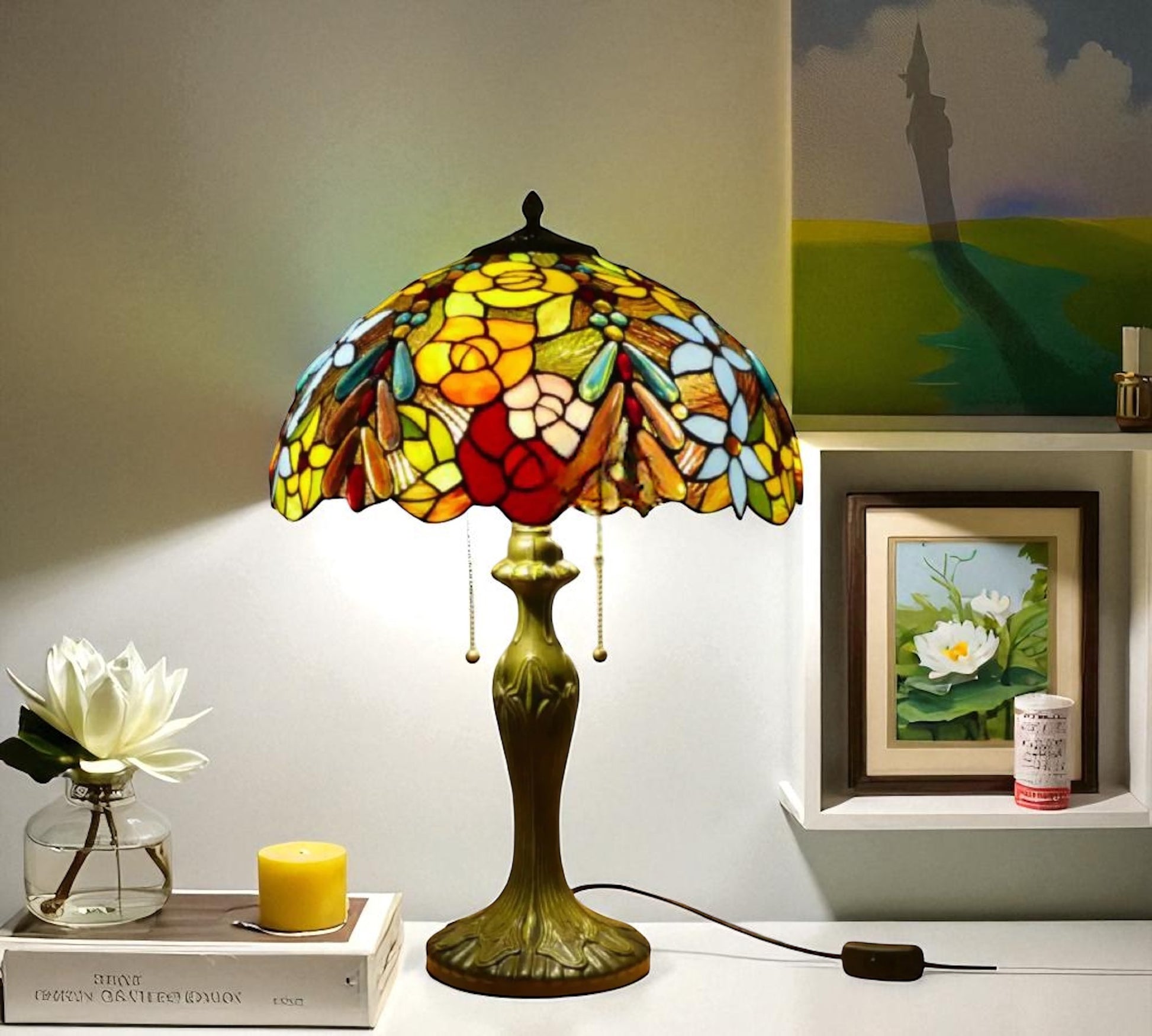 CDH 16" Tiffany Table Lamp 40cm Shade (15016)