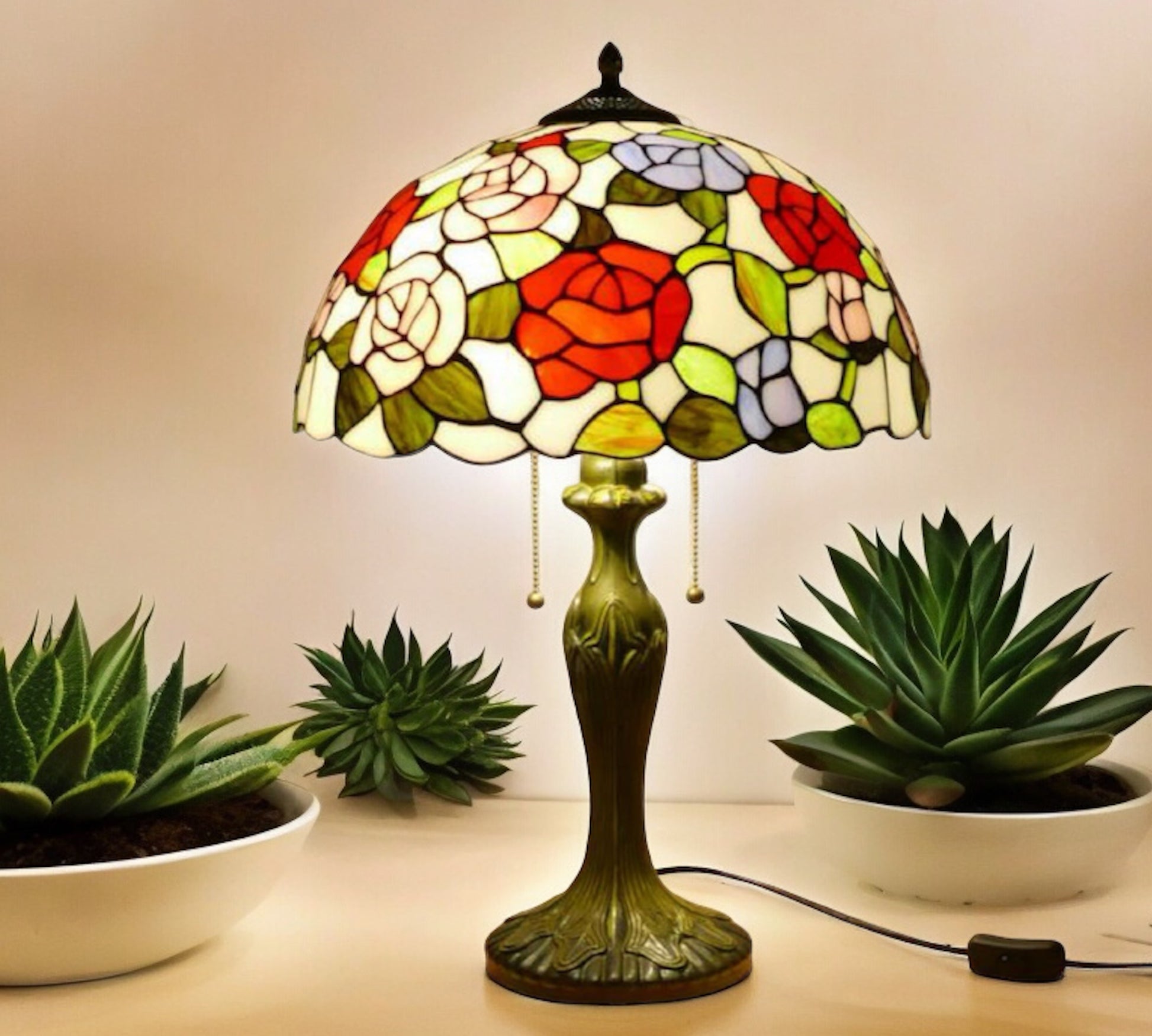 CDH 16" Tiffany Table Lamp 40cm Shade (15018)