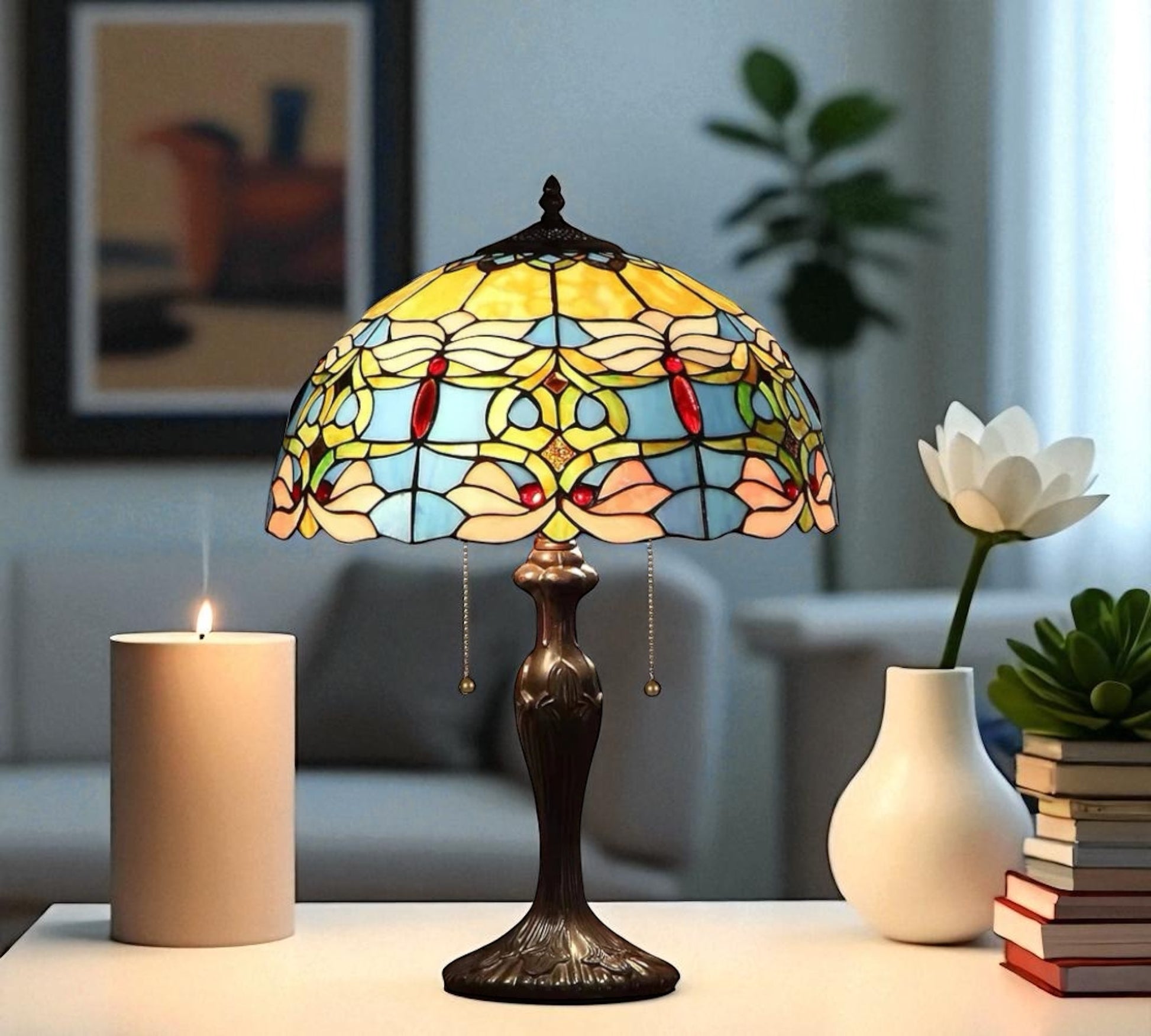 CDH 16" Tiffany Table Lamp 40cm Shade (15021)