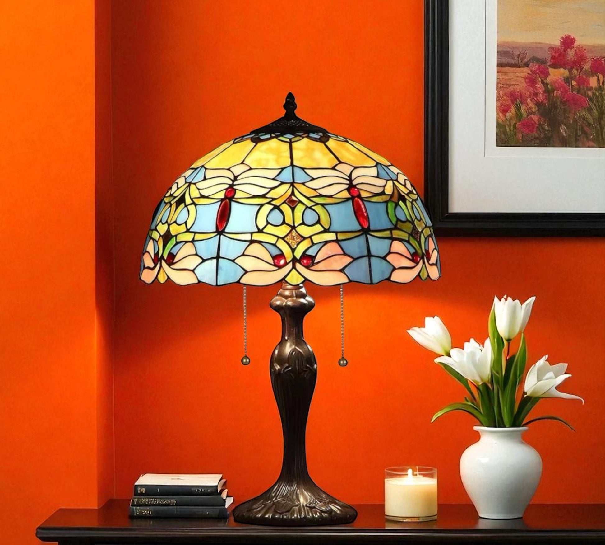 CDH 16" Tiffany Table Lamp 40cm Shade (15021)