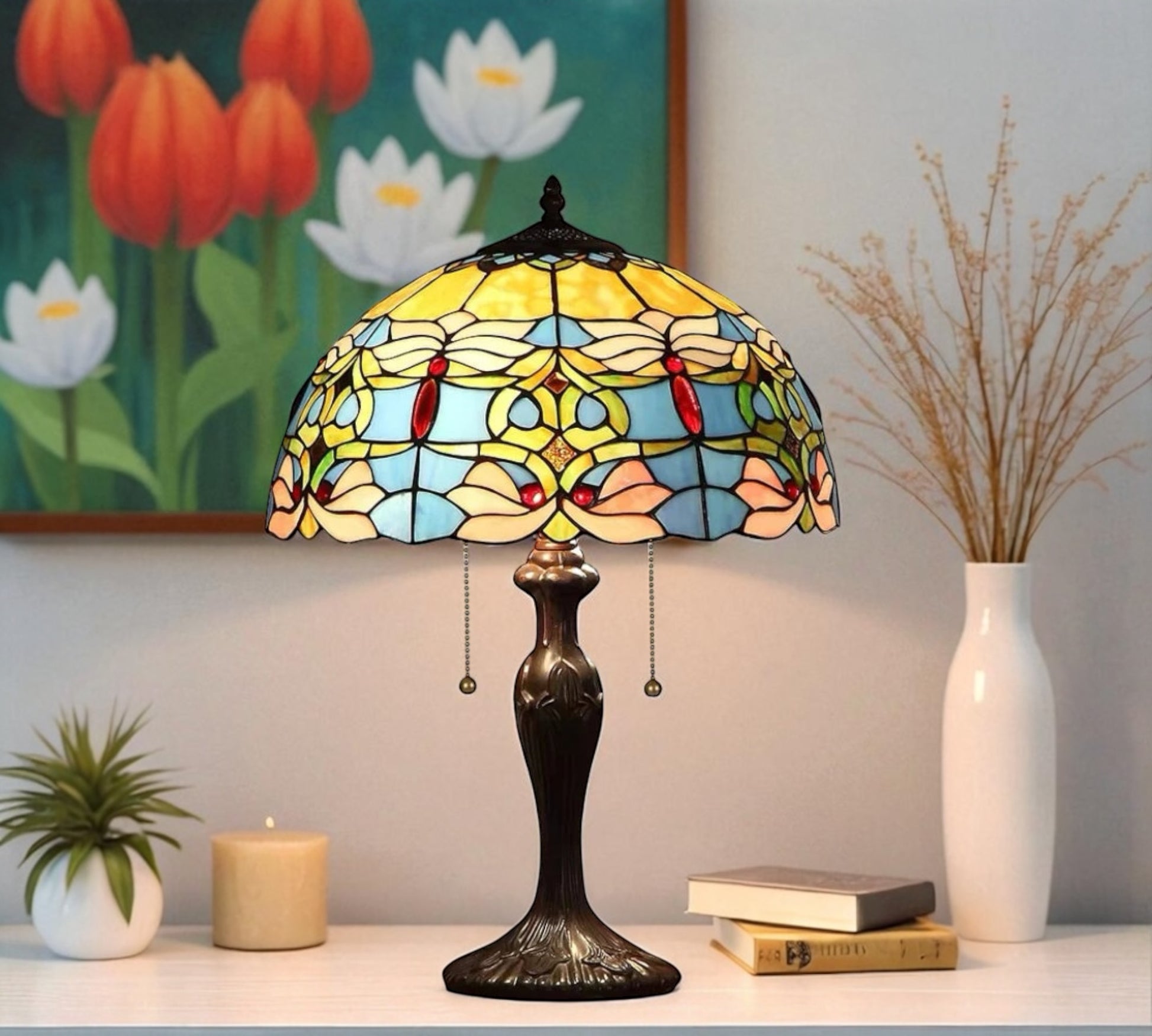 CDH 16" Tiffany Table Lamp 40cm Shade (15021)