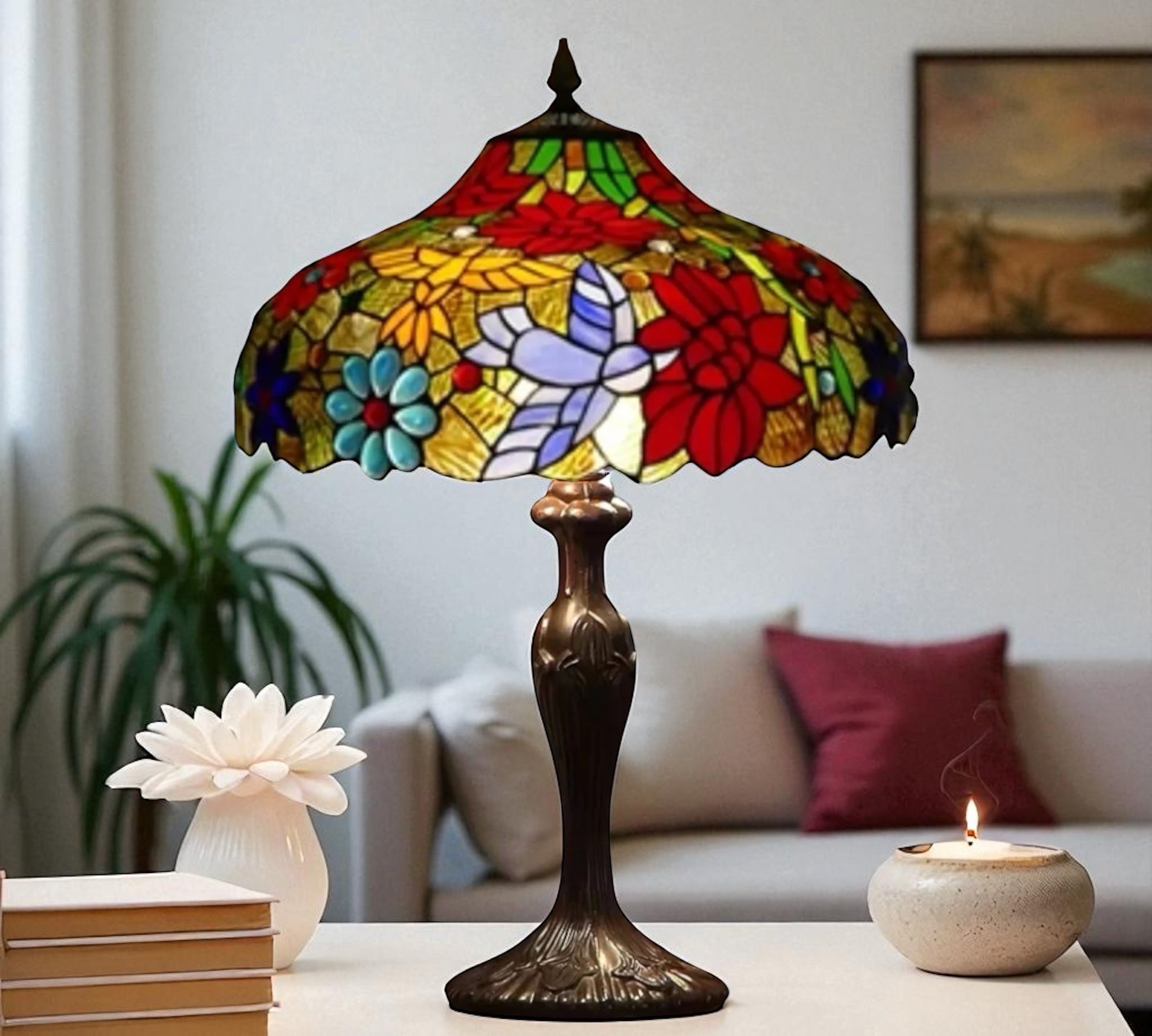 CDH 16" Tiffany Table Lamp 40cm Shade (15021)