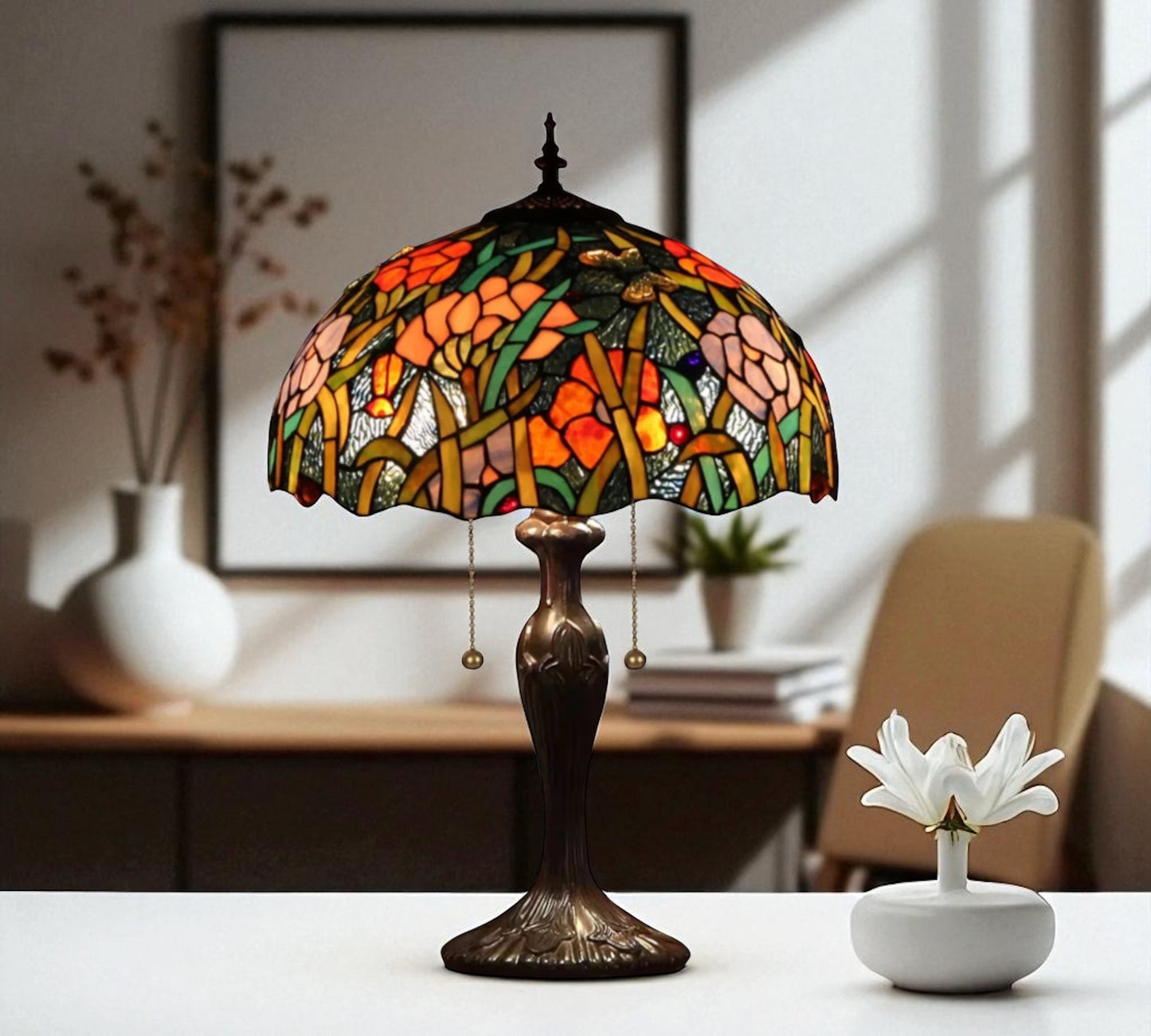 CDH 16" Tiffany Table Lamp 40cm Shade (15023)