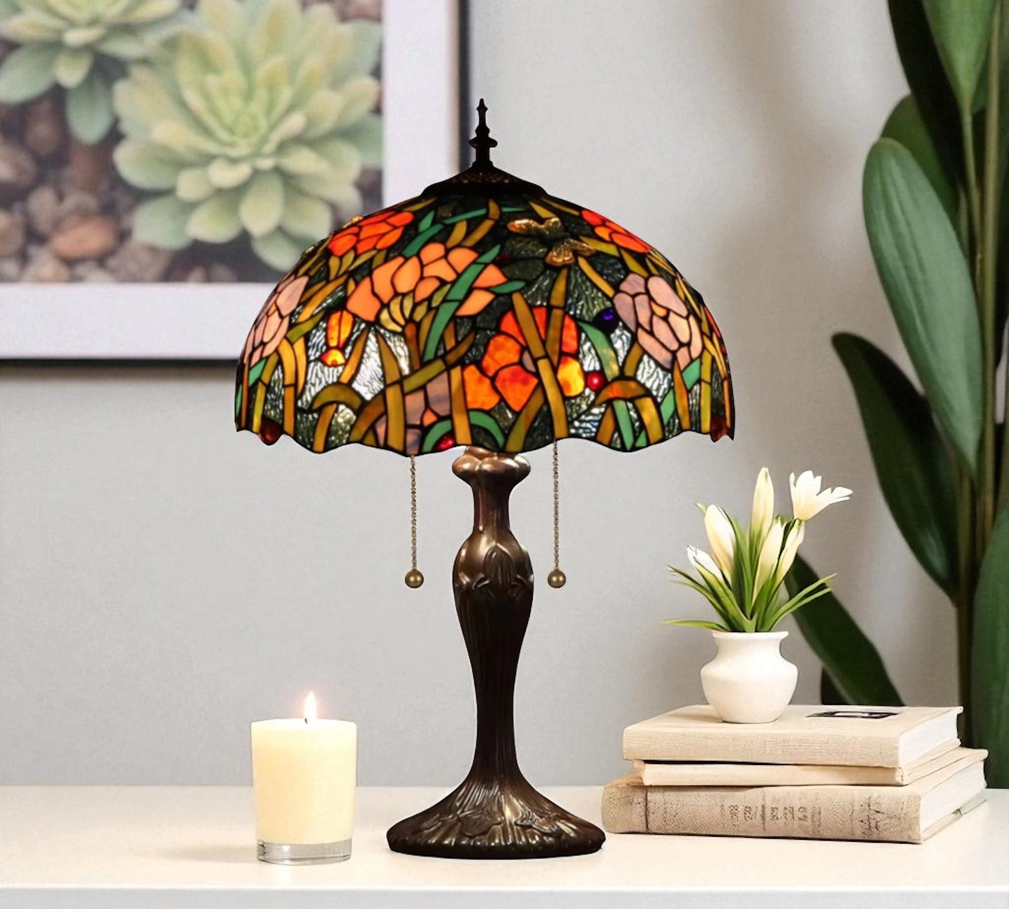 CDH 16" Tiffany Table Lamp 40cm Shade (15023)
