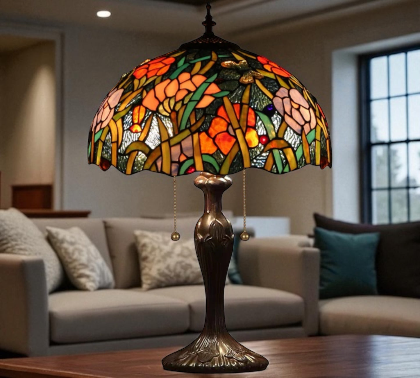CDH 16" Tiffany Table Lamp 40cm Shade (15023)