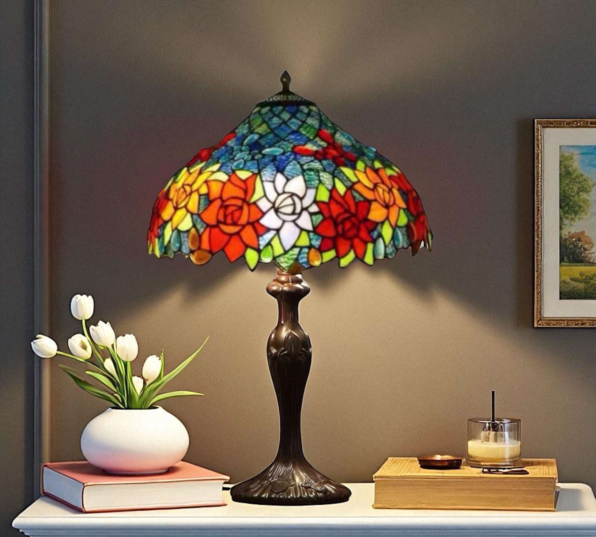 CDH 16" Tiffany Table Lamp 40cm Shade (15024)