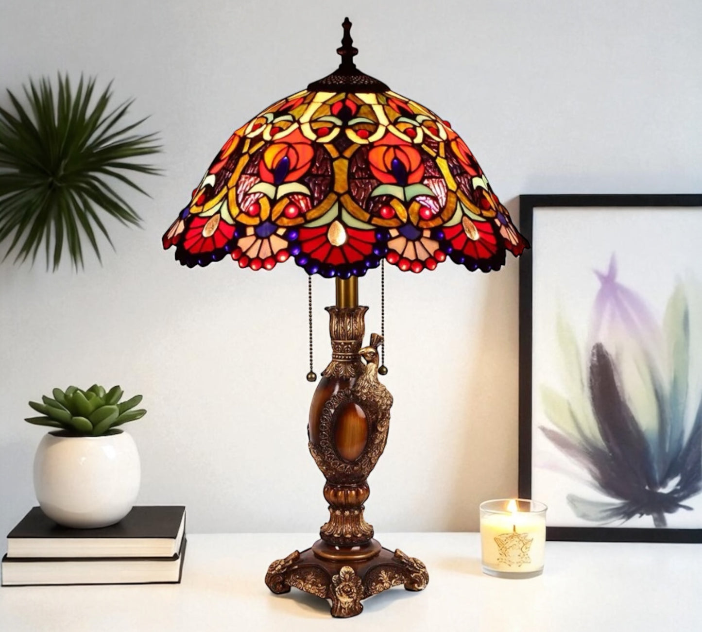 CDH 16" Tiffany Table Lamp 40cm Shade (15025)