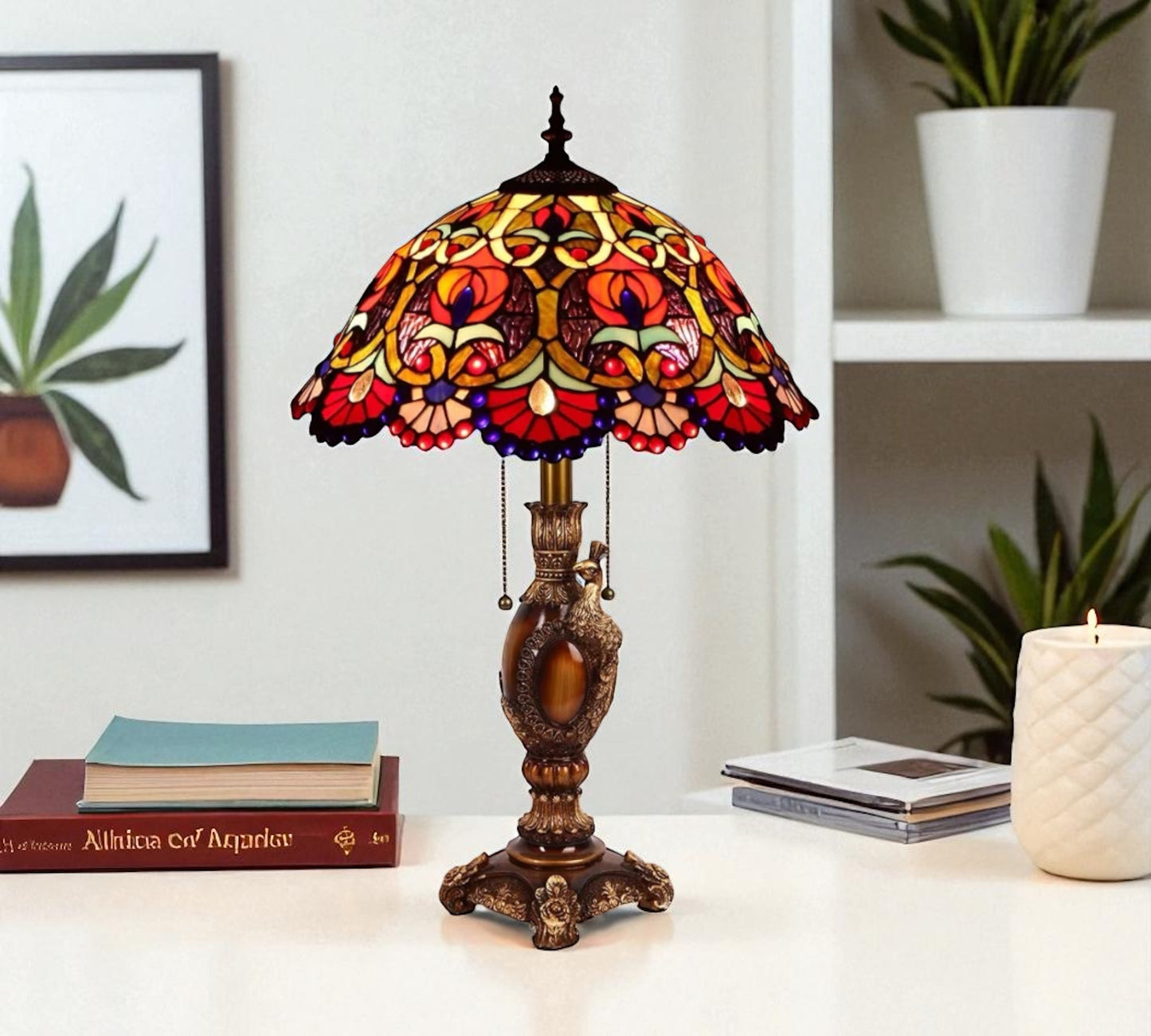 CDH 16" Tiffany Table Lamp 40cm Shade (15025)